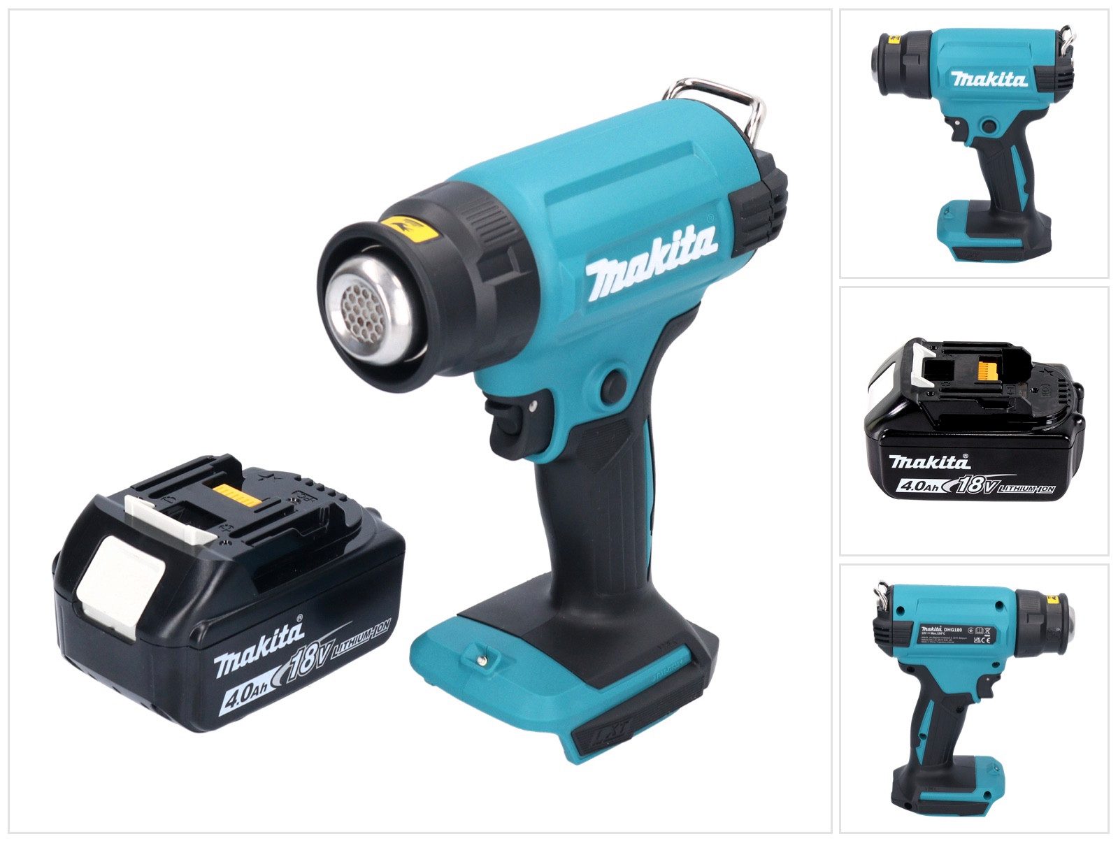 Makita Akku-Heißluftgebläse DHG 180 M1 Akku Heißluftgebläse 18 V 550 °C + 1x Akku 4,0 Ah