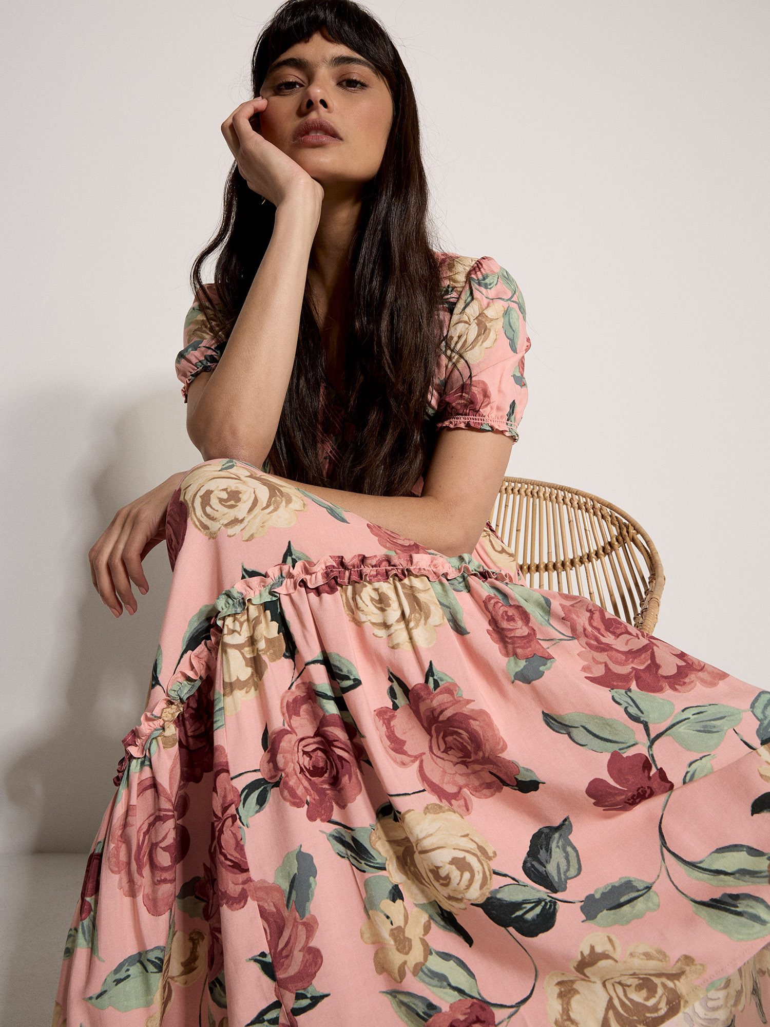 Apricot Maxikleid Elastischer Bund günstig online kaufen
