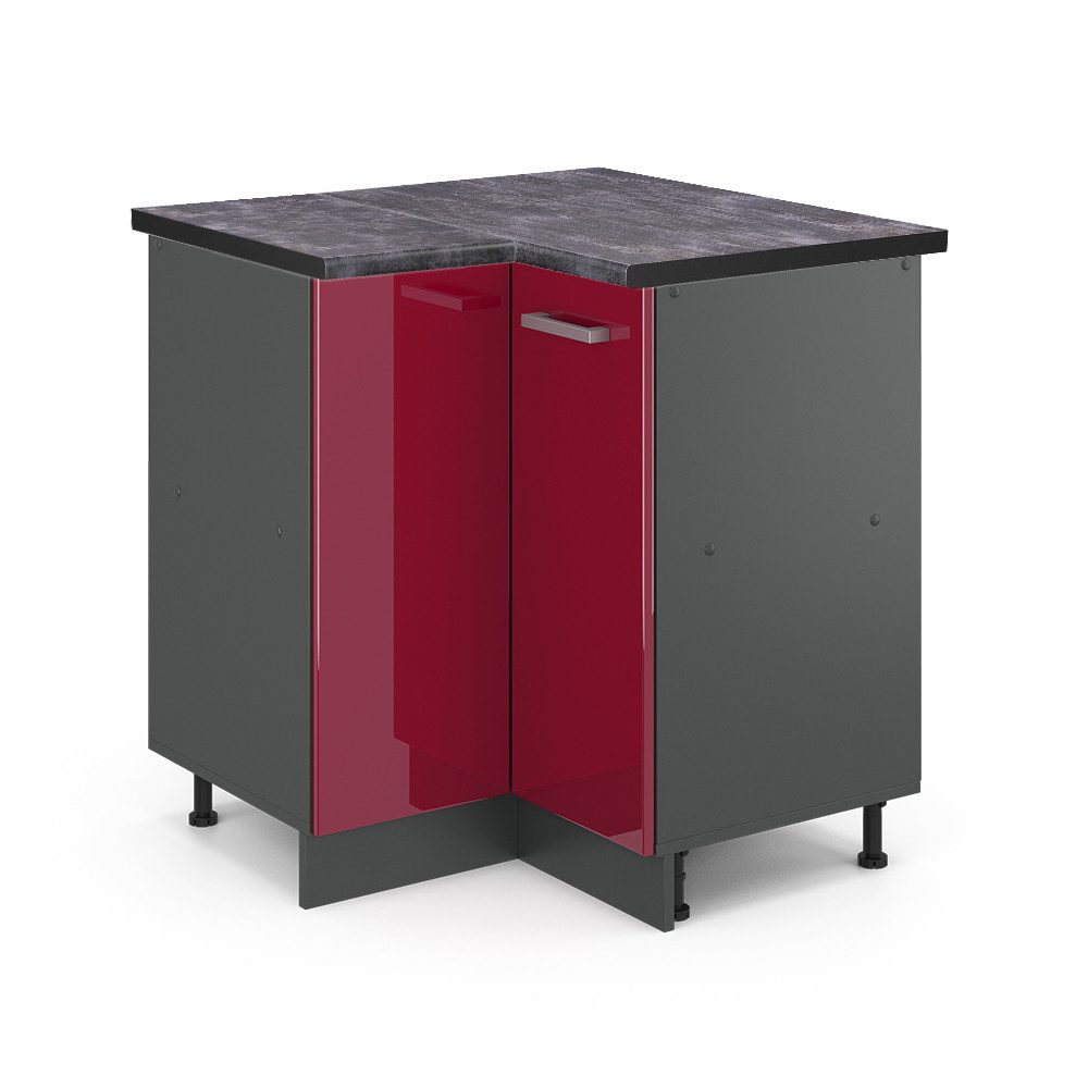 Vicco Eckunterschrank R-Line, Bordeaux Hochglanz/Anthrazit, 75.6 günstig online kaufen