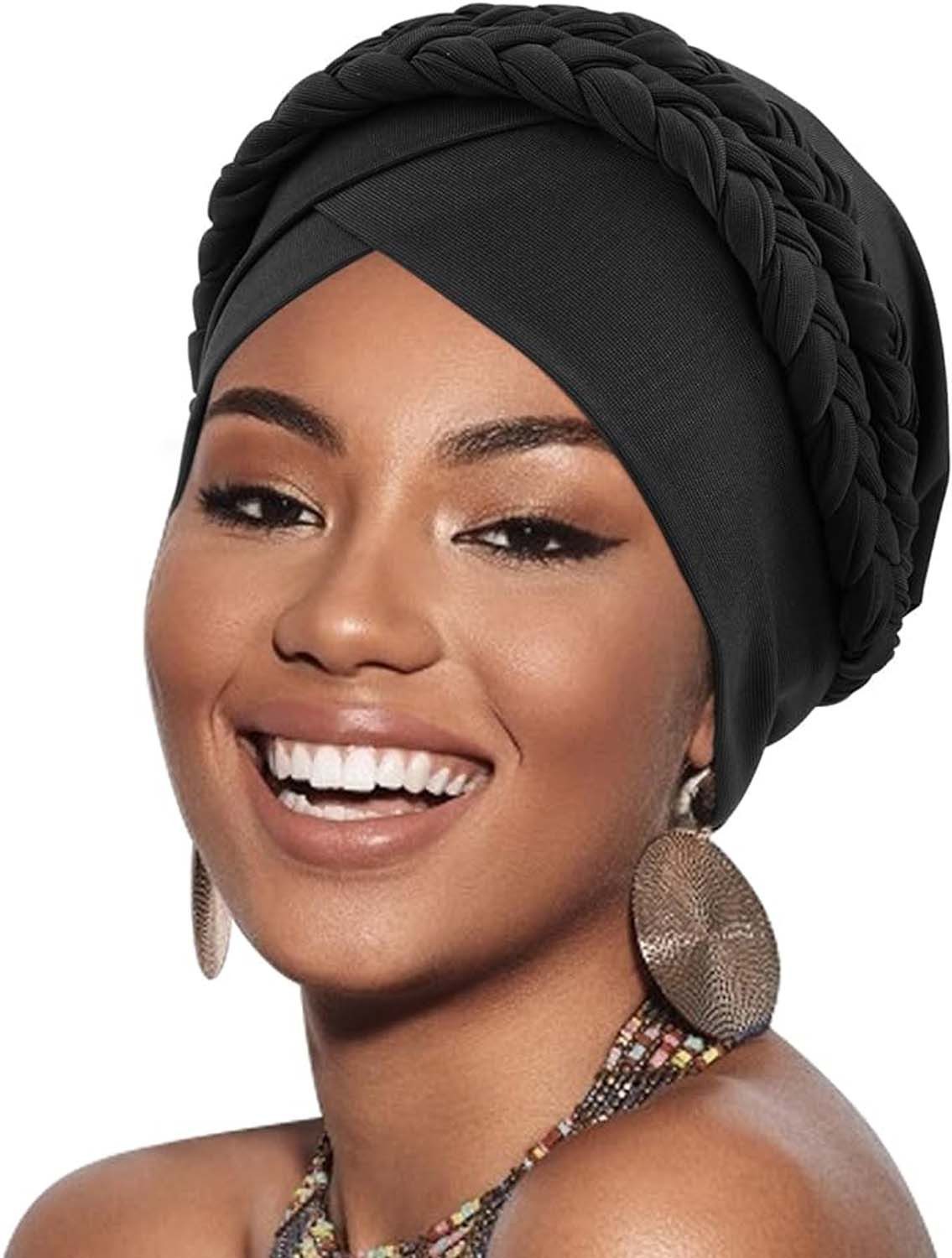 Coonoor Turbanmütze Afrikanischer Damen Geflecht Kopfbedeckung Kopftücher Chemo Kappe (1-St)