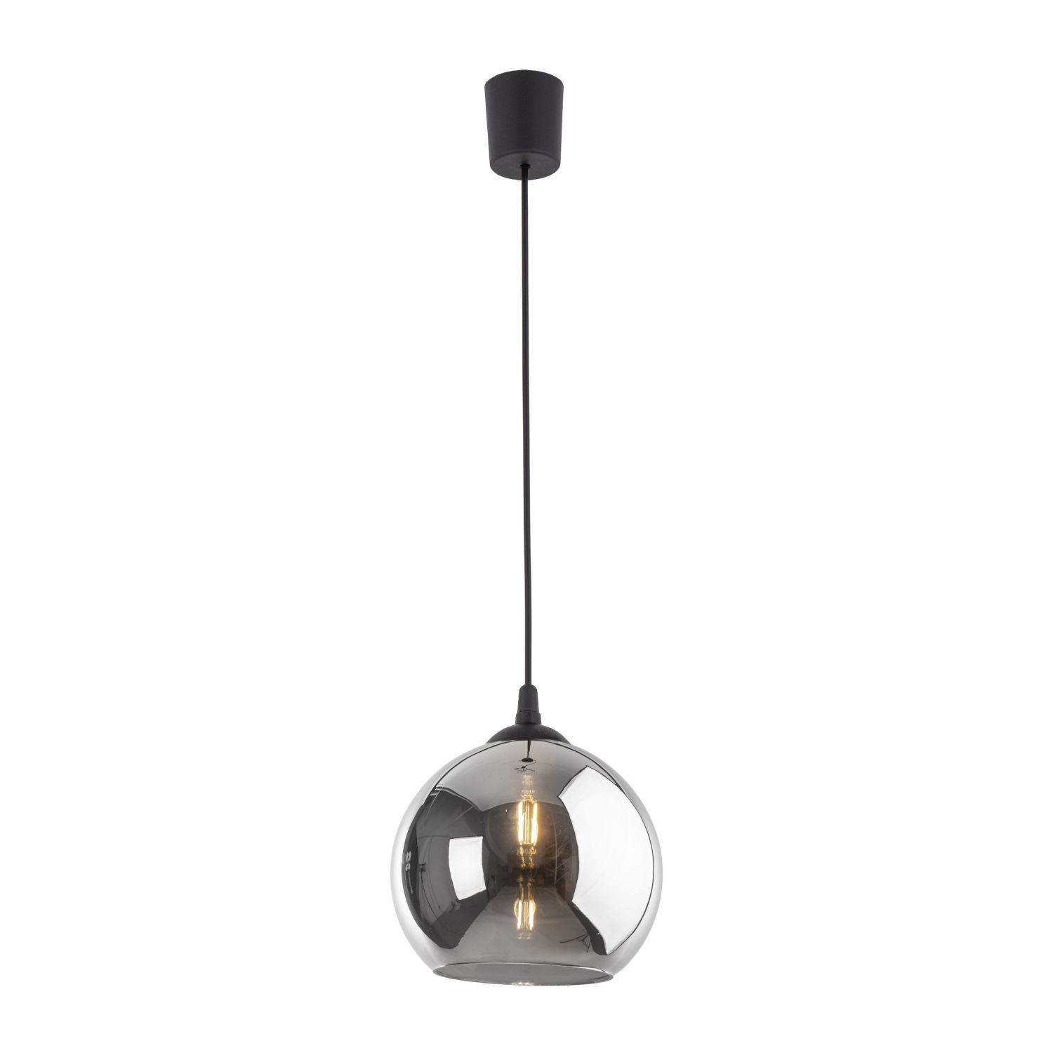 Licht-Erlebnisse Pendelleuchte ZAKARIYA, ohne Leuchtmittel, Rauchglas H: max. 115 cm D: 25 cm rund Schwarz Graphit E27 Modern