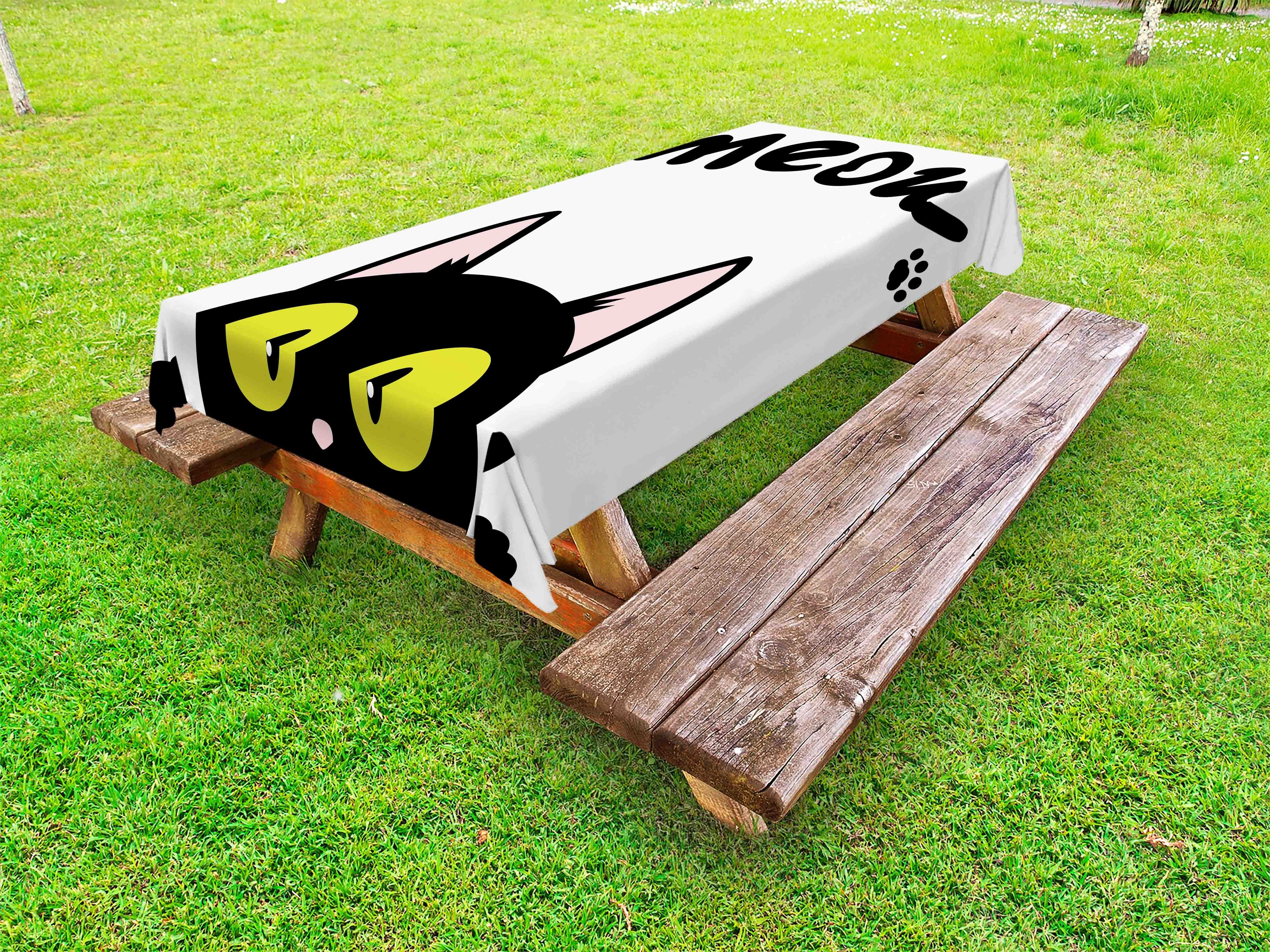 Abakuhaus Tischdecke dekorative waschbare Picknick-Tischdecke, Süße Katze Lustiges Kätzchen Peaking Meow