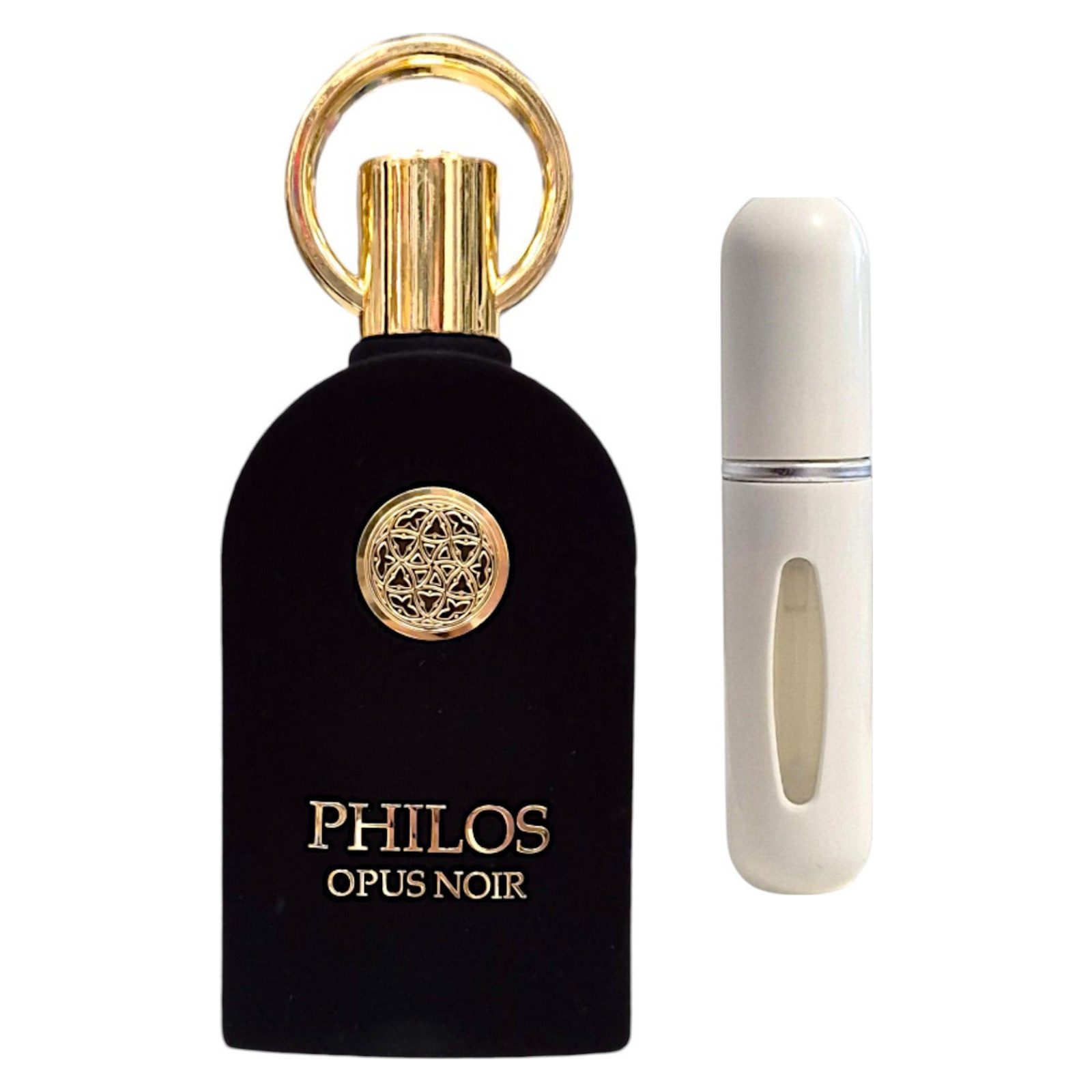 Maison Alhambra Duft-Set Philos Opus Noir EDP 100ml Unisex + Parfümzerstäuber (leer)