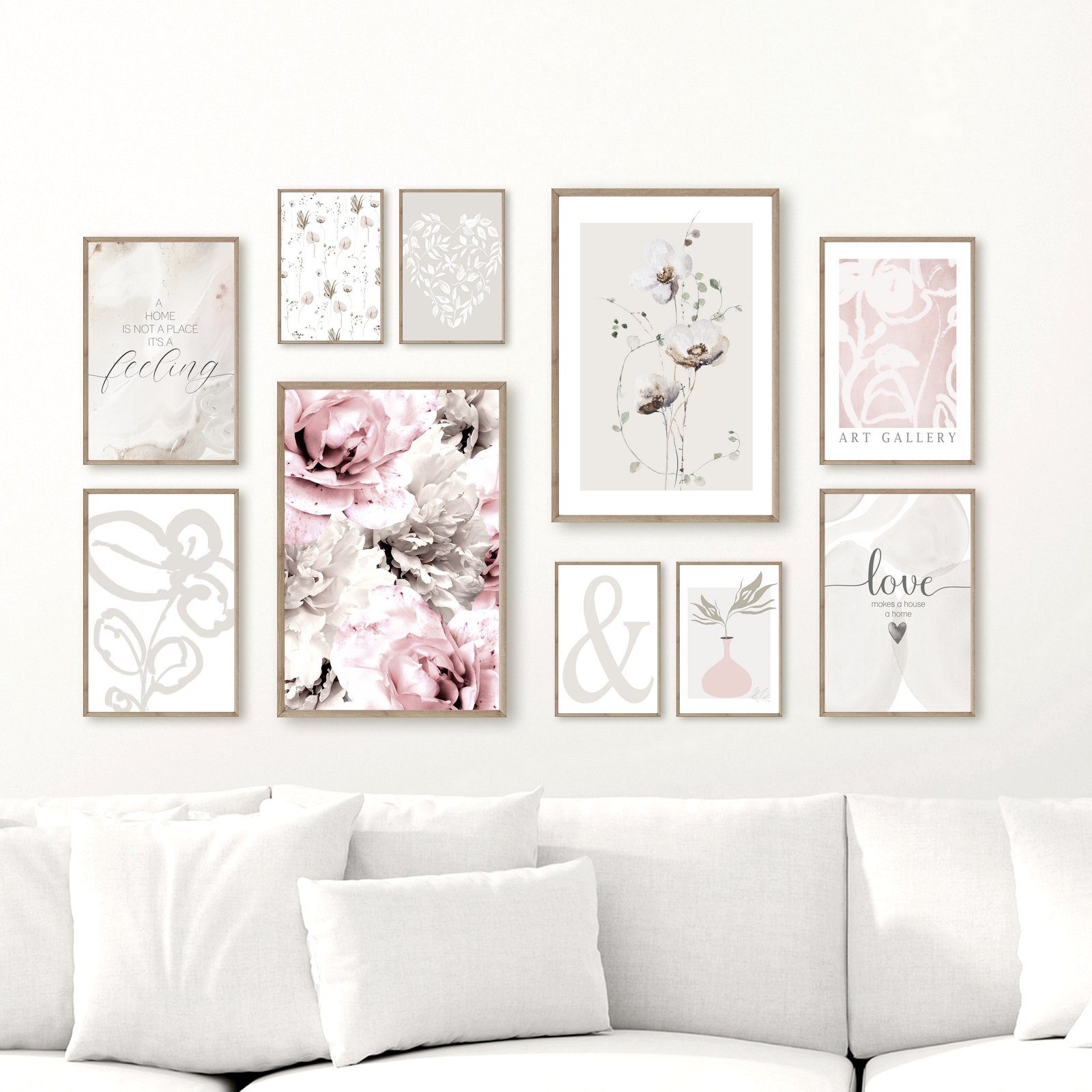 Poster Bilder Set Bilderwand Wandbilder LOVE MAKES A HOUSE A HOME ROSEN