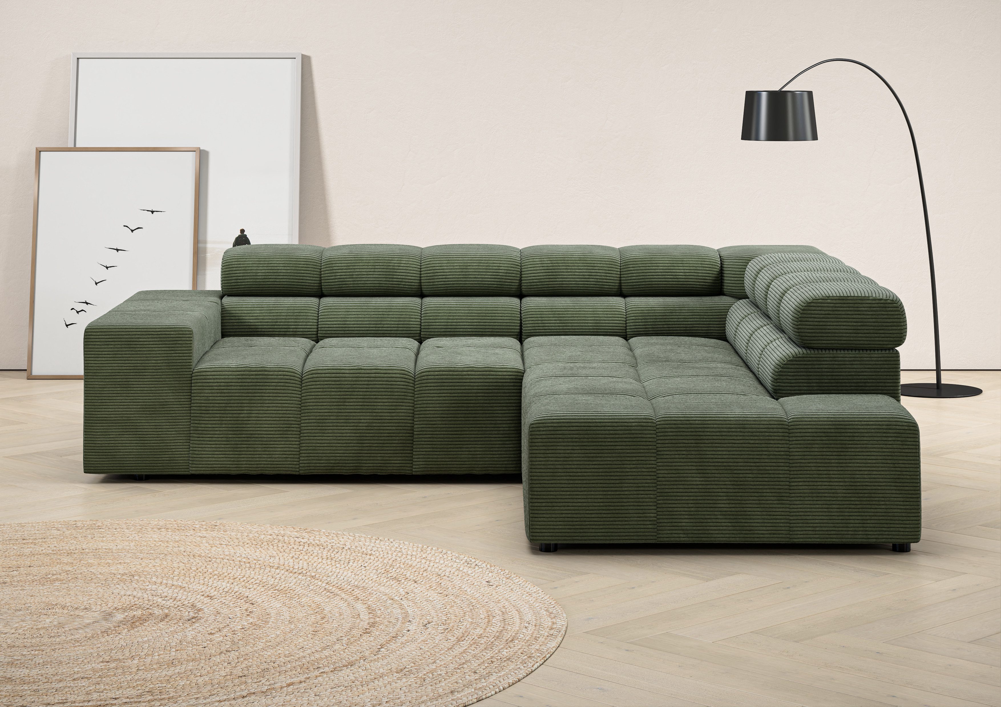 Home affaire Ecksofa Ancona, incl. Kopfteilverstellung + 3 Zierkissen, L-Form, Breite 249cm, wahlw. motorische Sitztiefenverstellung, B/T 249/215 cm