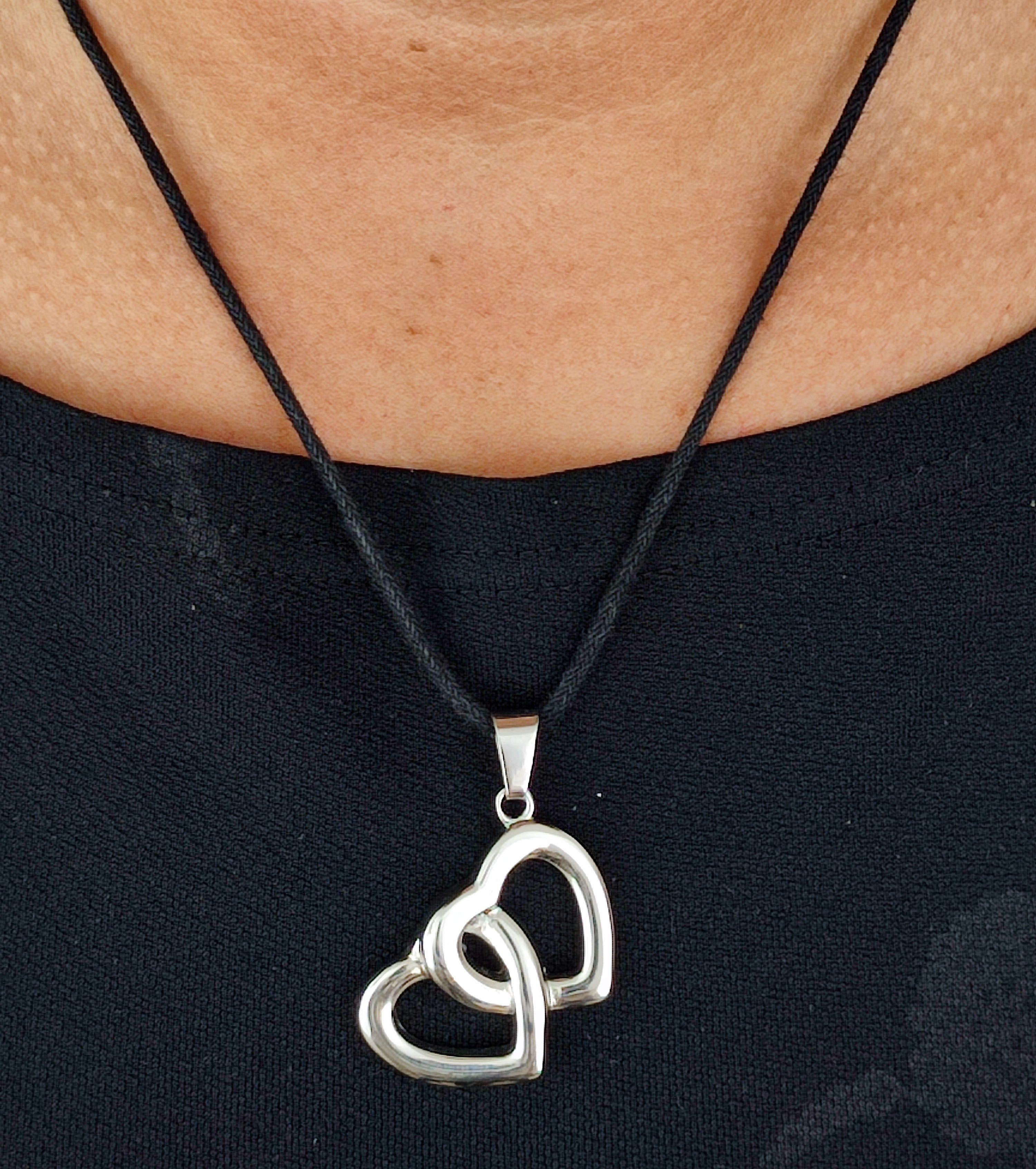 Kiss of Leather Kettenanhänger Herz Edelstahl zwei Herzen Herzchen ewige Liebe