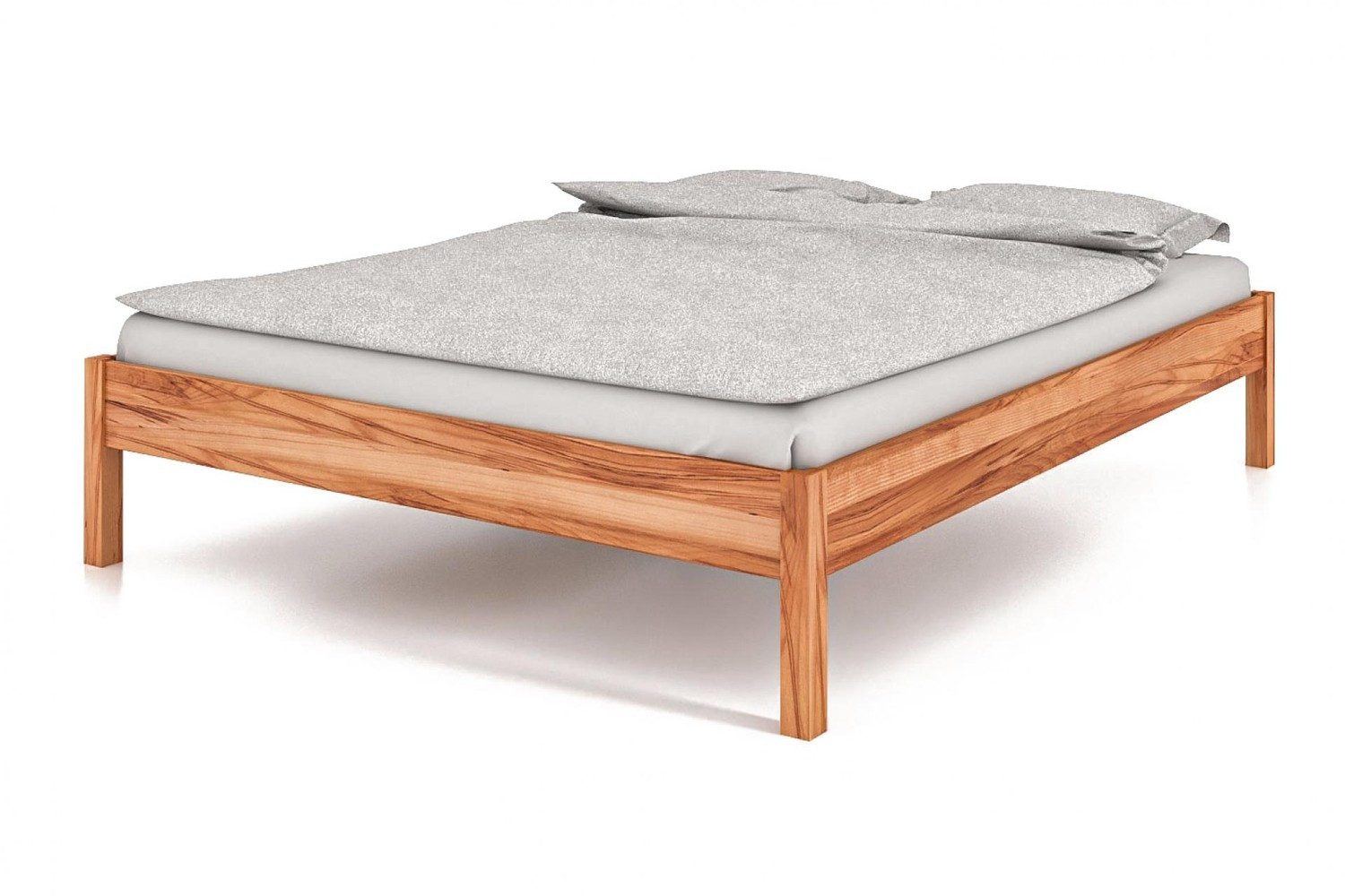 Natur24 Einzelbett Bett Bento 1 Kernbuche massiv 140x200cm ohne Kopfteil mit Holzbeinen