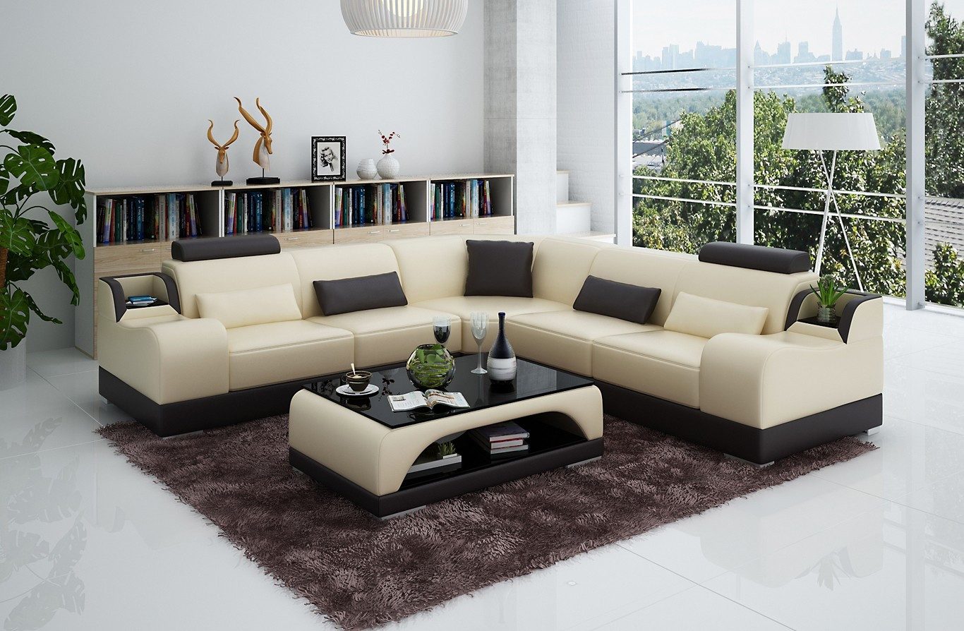 JVmoebel Ecksofa Leder Wohnlandschaft in modernem Design mit Polsterung, Made in Europa