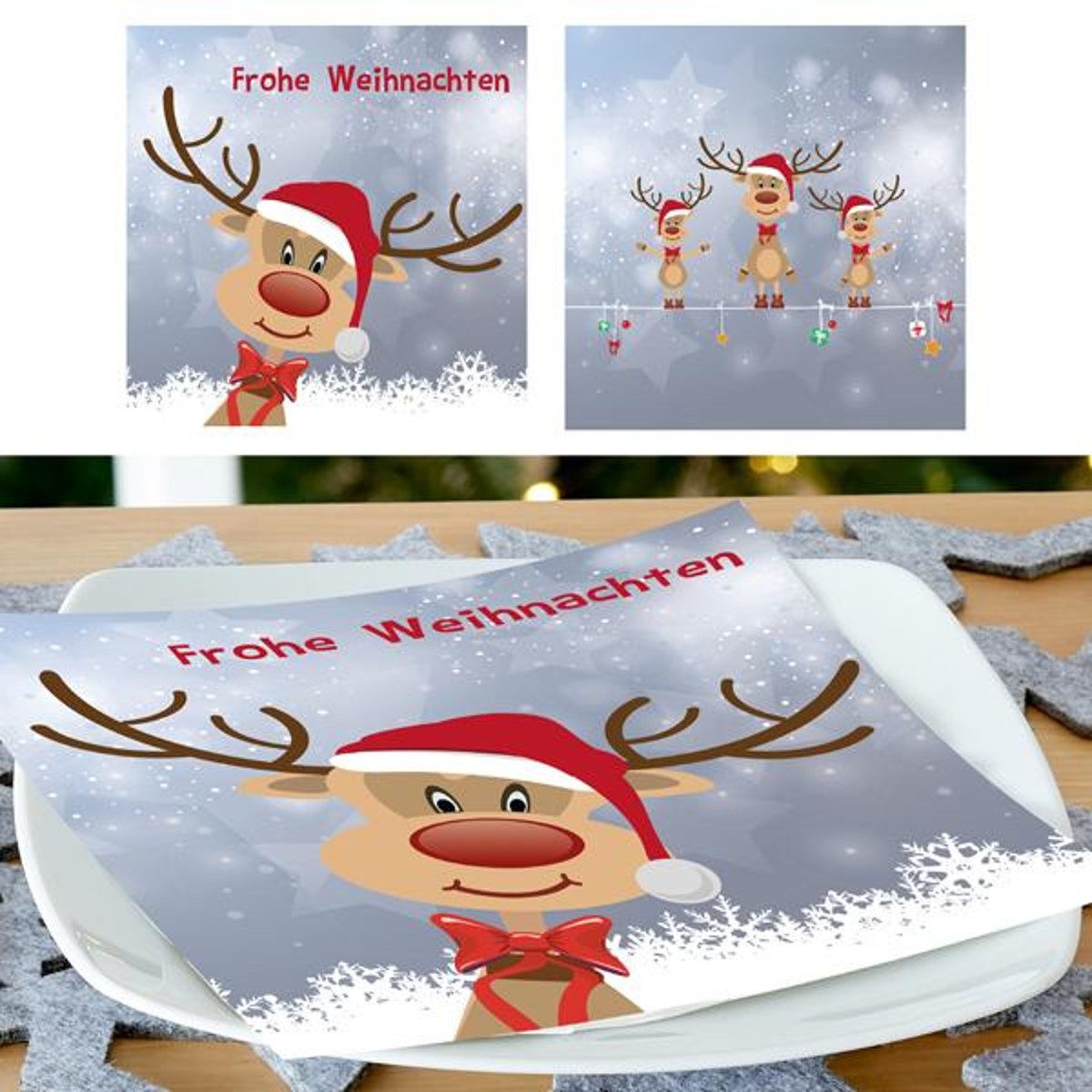 Macosa Home Papierserviette Weihnachts-Papier-Servietten Set 40 Stk. mit Rentier 33 x 33 cm, (Dekoservietten modern Servietten), Weihnachtsdeko Tisch-Deko Einwegservietten Weihnachten Weihnachtszeit