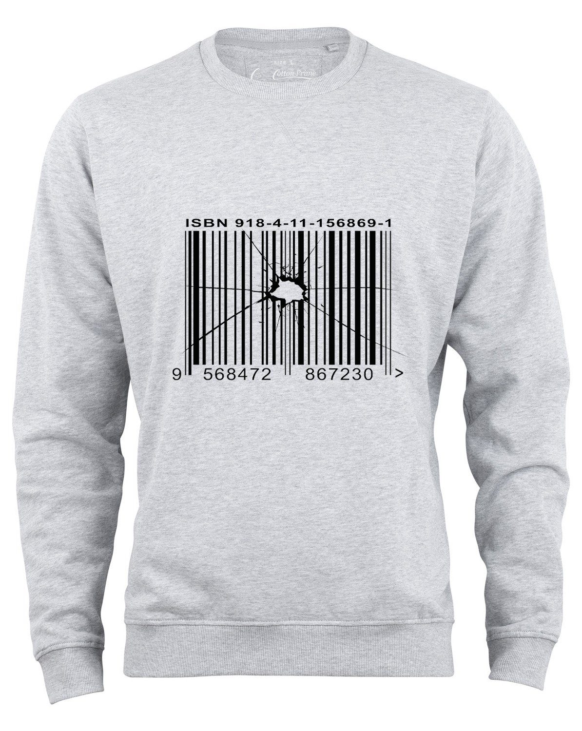 Cotton Prime® Sweatshirt Barcode - Out of Order mit weichem Innenfleece Grau-Melange