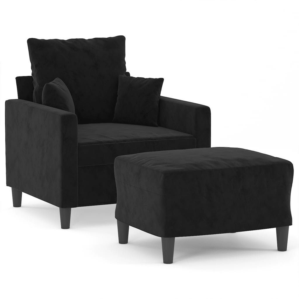 vidaXL Sofa Sessel mit Hocker Schwarz 60 cm Samt günstig online kaufen