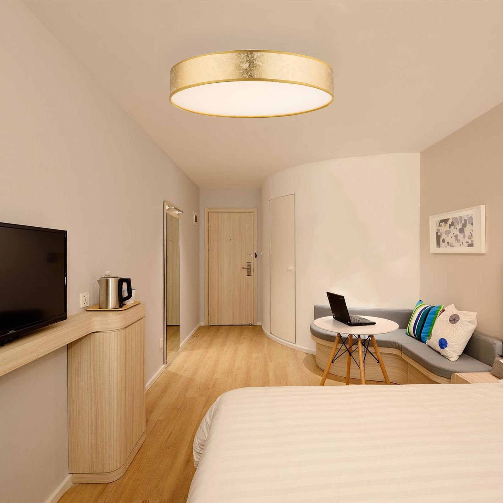 gold, integriert, Set Deckenleuchte 2er fest Deckenleuchte Wohnzimmer LED Deckenlampe, Warmweiß, Schlafzimmer Küche, im bmf-versand LED Esszimmer, Flur