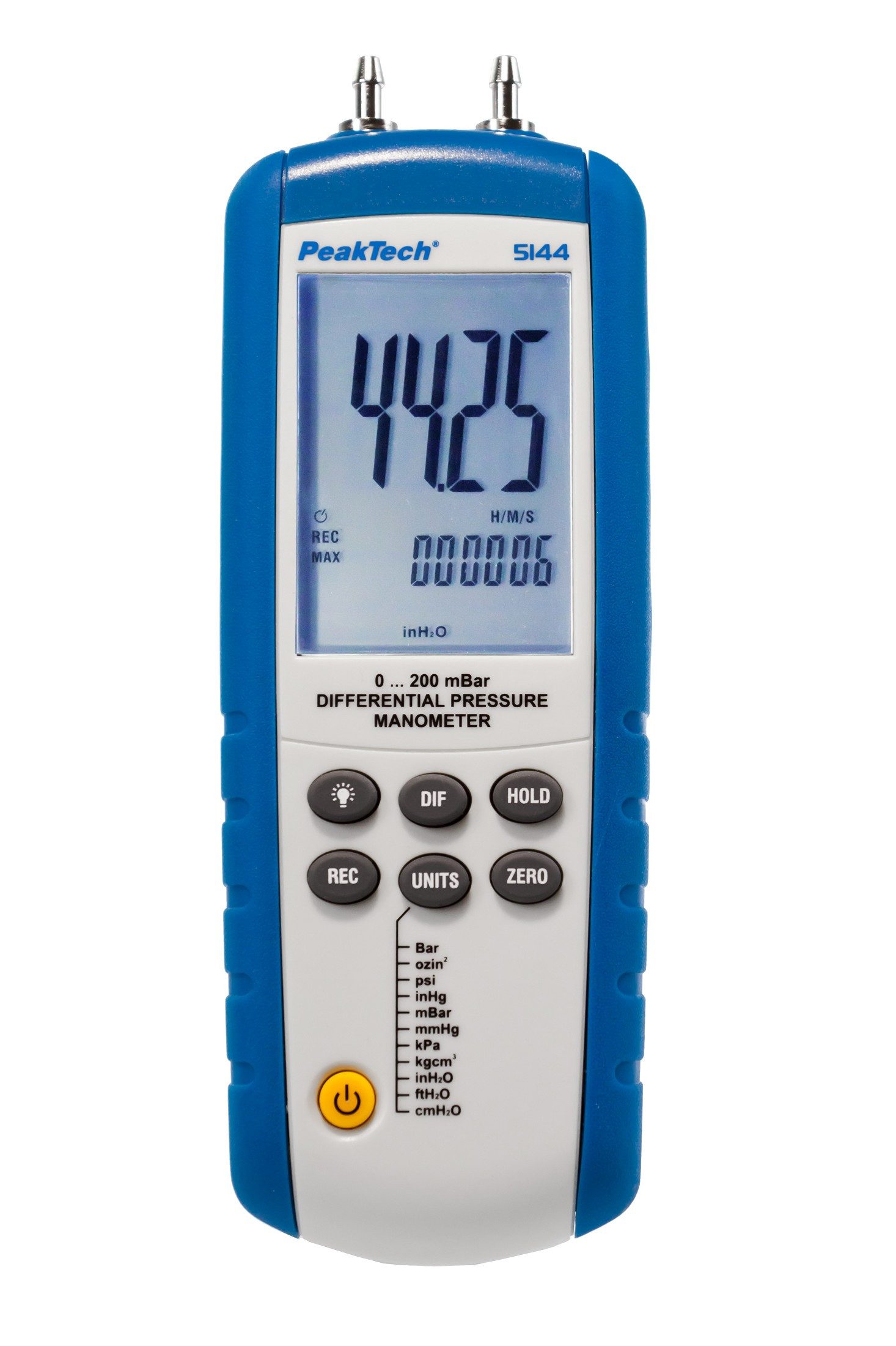 PeakTech Luftdruckmessgerät Digitales Manometermit Messbereich bis max. 200 mBar