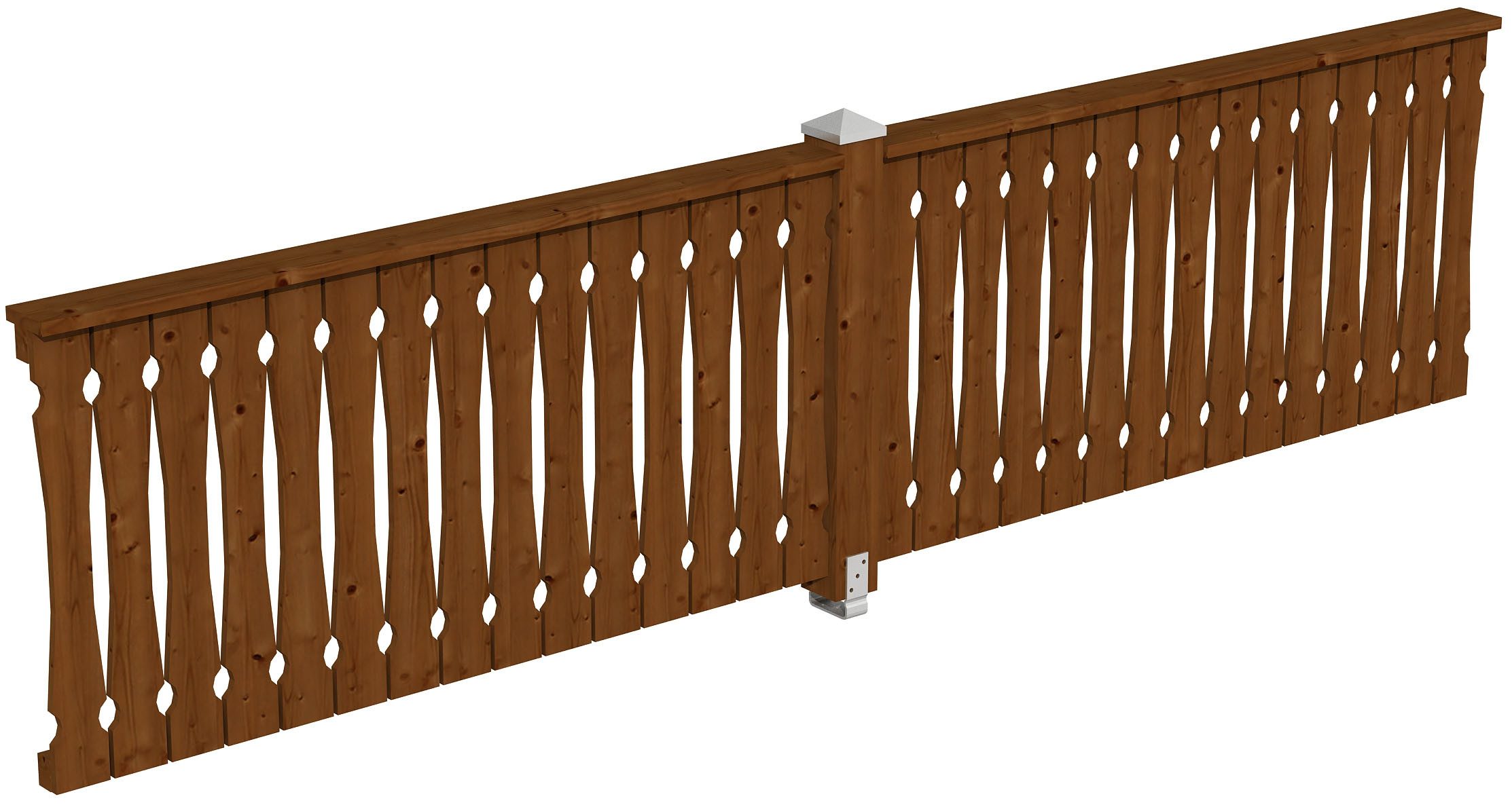 Skanholz Brüstungsgeländer Balkonschalung, 400 cm Länge, 96 cm Höhe, mit 1 Pfosten