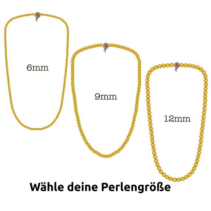WOOD FELLAS Halsband WOOD FELLAS Hals-Schmuck schicke Holz-Kette Deluxe Pearl Necklace Mode-Schmuck Neongelb