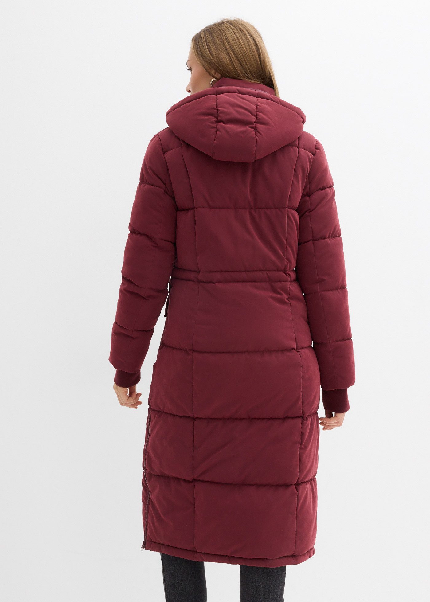 bonprix Steppmantel gerade Passform, mit Kapuze, Seitenschlitze mit Zipper, 2-Wege-Zipper