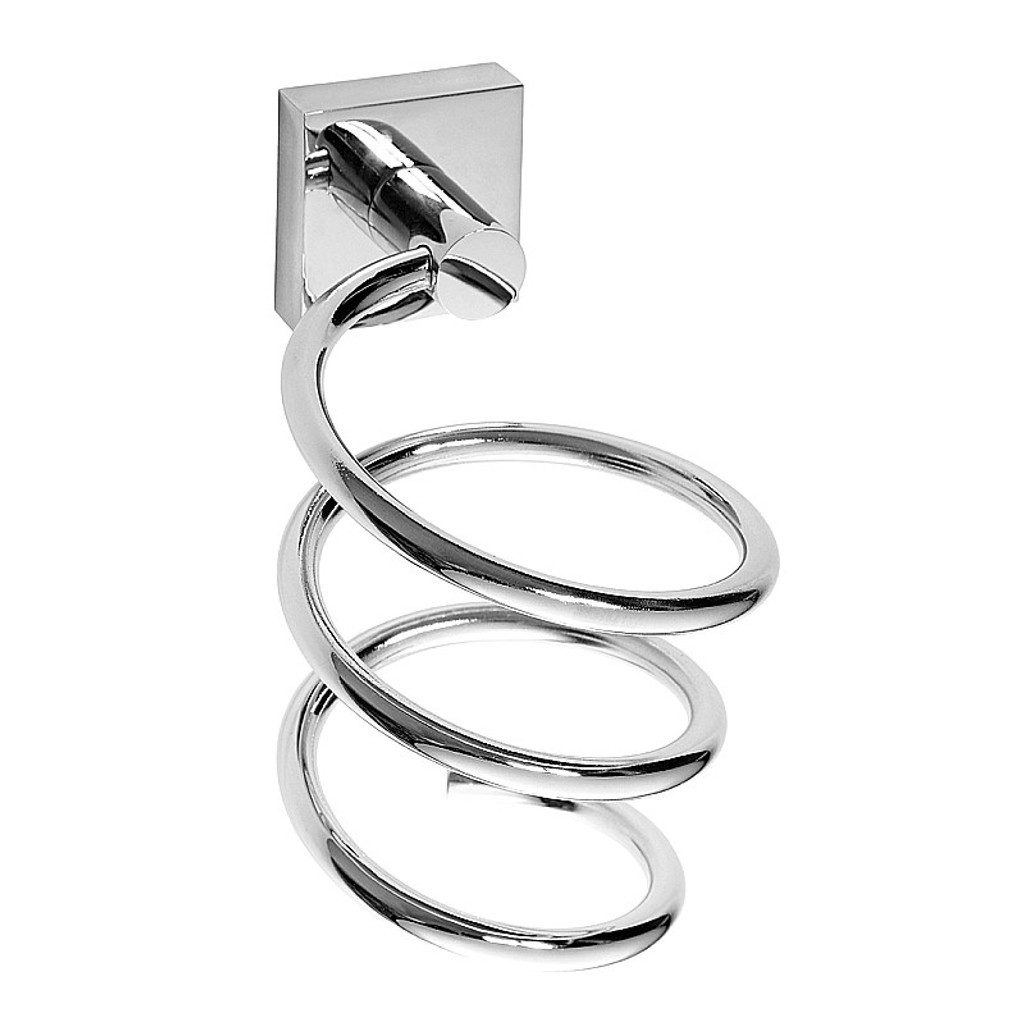 BRILLANTBAD® Haartrocknerhalter META Spiral Fönhalter Messing Chrom poliert Bad WC >> Bohren / Kleben, (bis 0 Zoll)