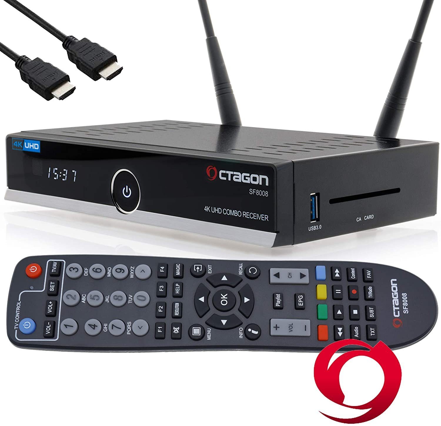 SF8008 OCTAGON & DVB-S2X Receiver UHD DVB-C/T2 1TB E2 Linux + SAT-Receiver HDD Combo 4K
