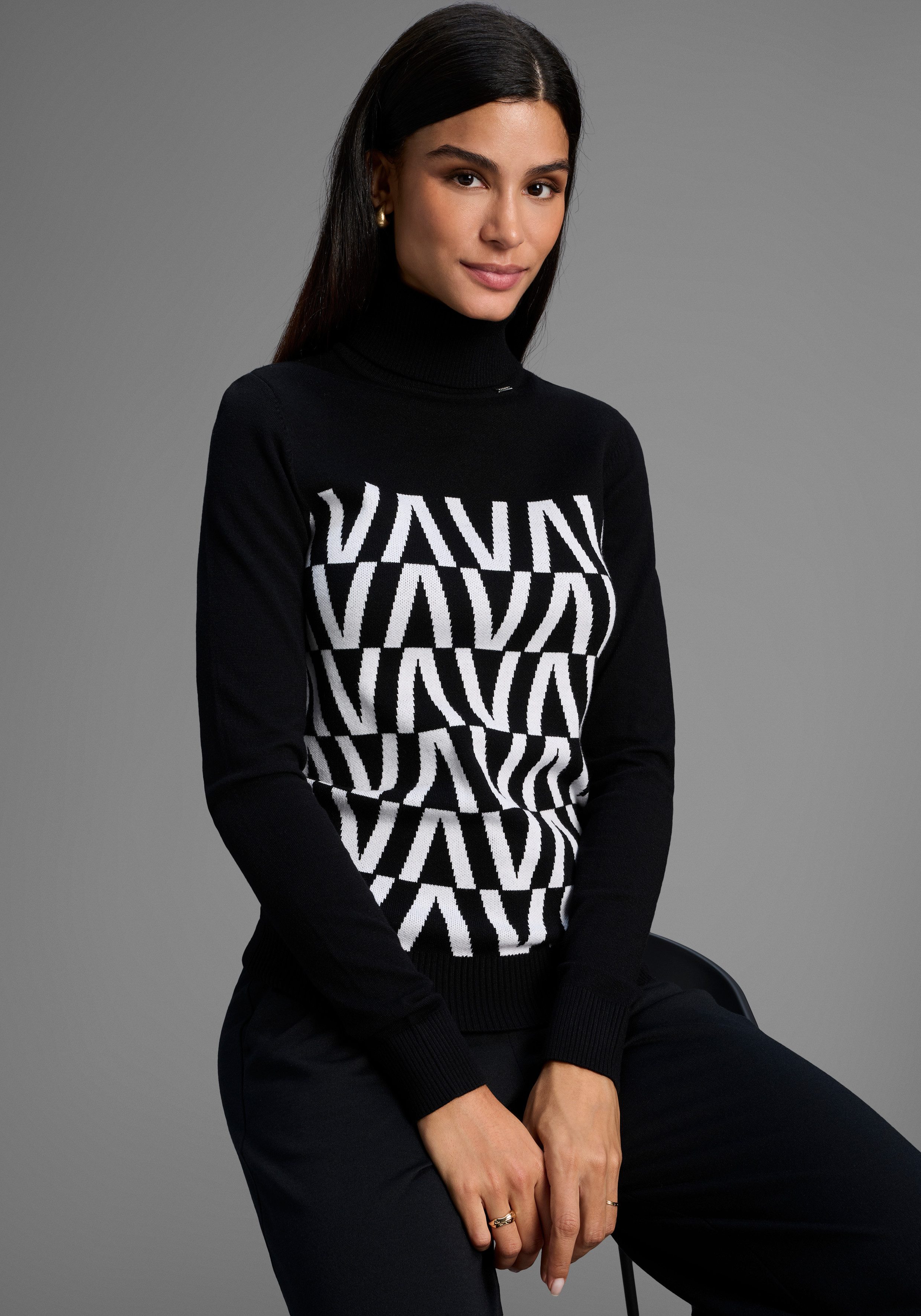 Bruno Banani Stehkragenpullover in grafischem Strickmuster - NEUE KOLLEKTION
