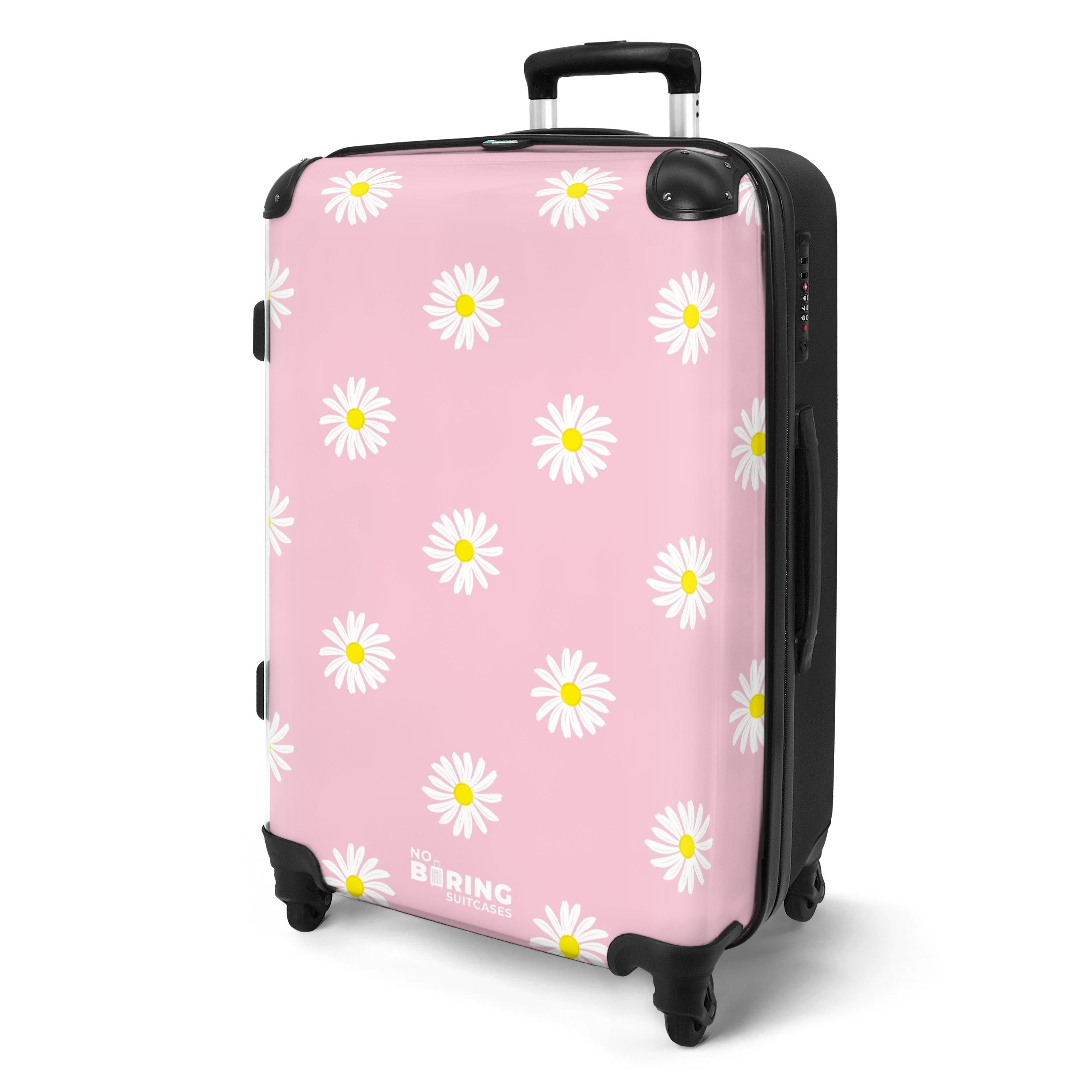 NoBoringSuitcases.com© Hartschalen-Trolley Pastellrosa mit Gänseblümchen 67 günstig online kaufen
