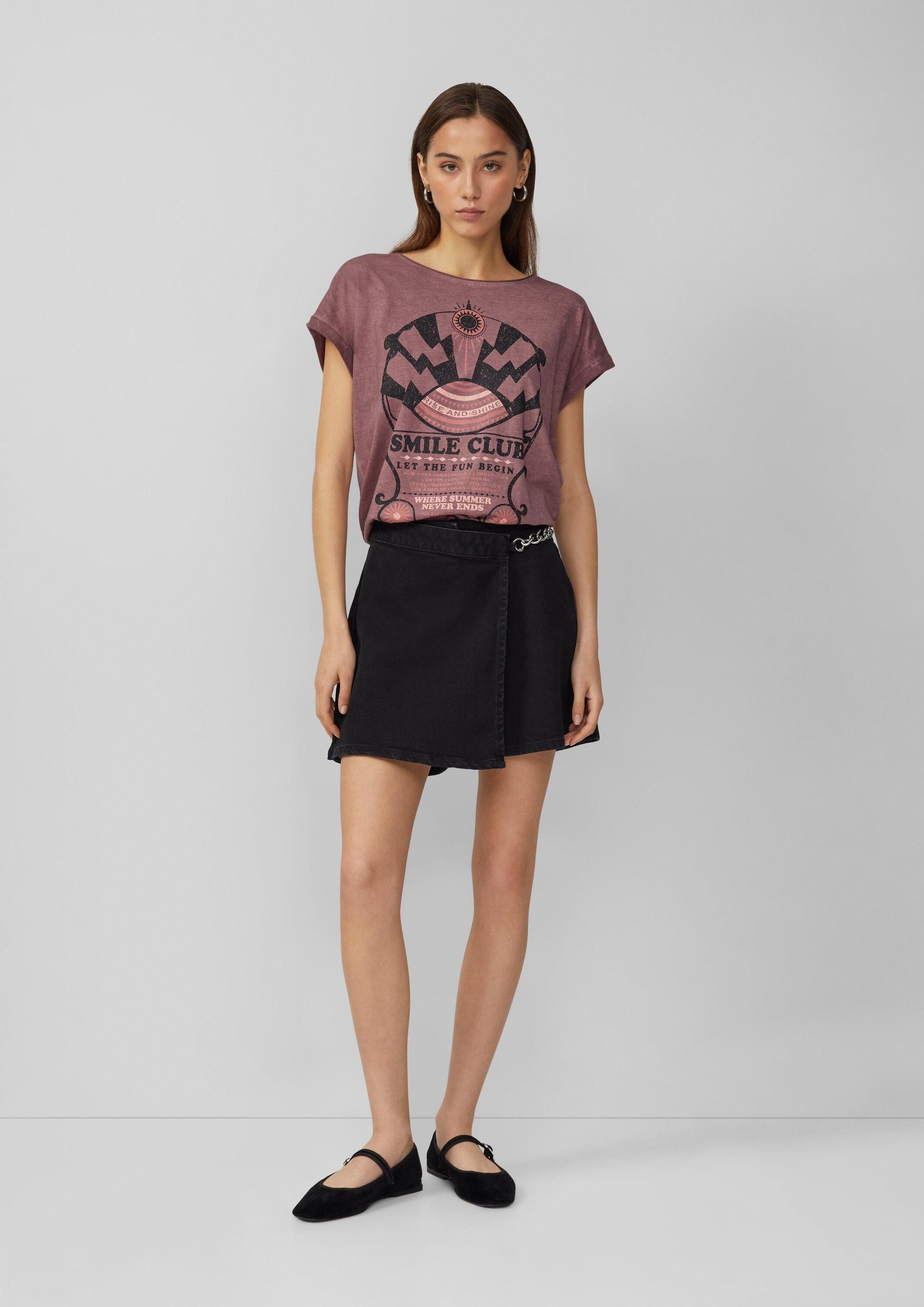 QS Jeansshorts Jeans-Hose Denim-Skort mit Ketten-Detail günstig online kaufen