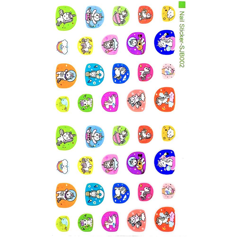 Blusmart Kunstfingernägel Nagelaufkleber Mit Cartoon-Mustern Für Kinder, Wasserfest, Abnehmbar sjb002