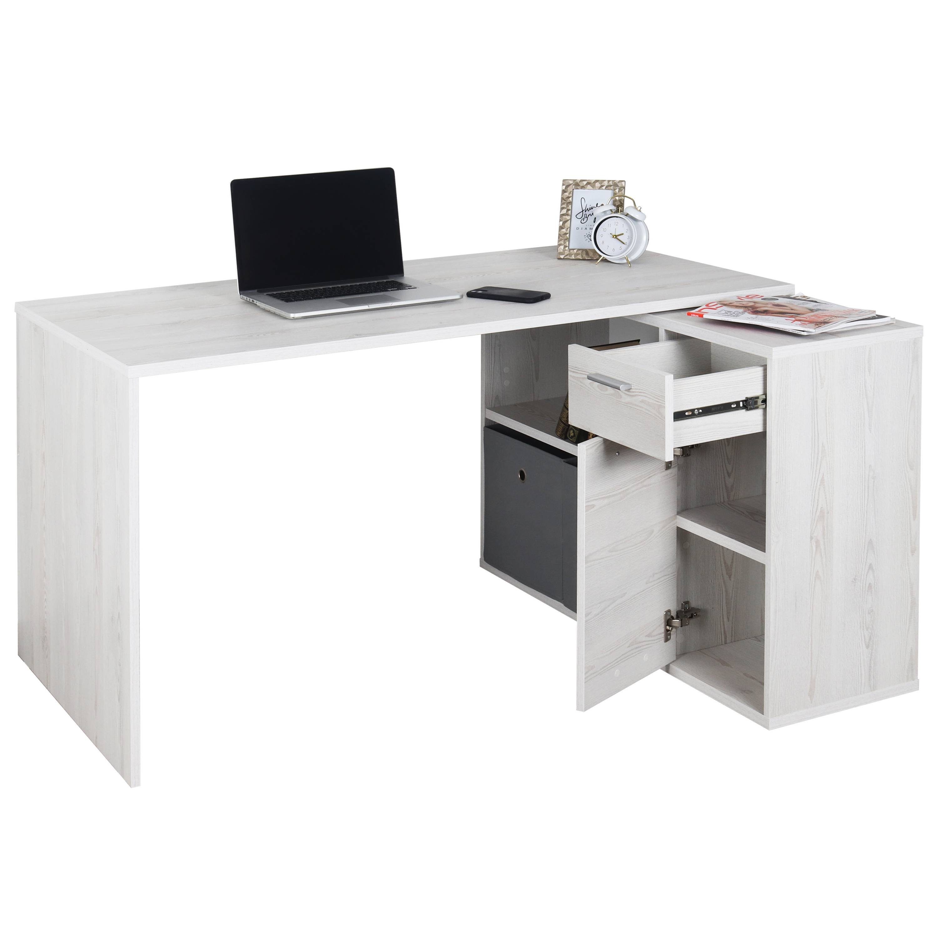 klein & Weiße-Kiefer für Schreibtisch Eckschreibtisch Bürotisch in WM083-WK, RICOO Erwachsene Form Ecke Kinder L