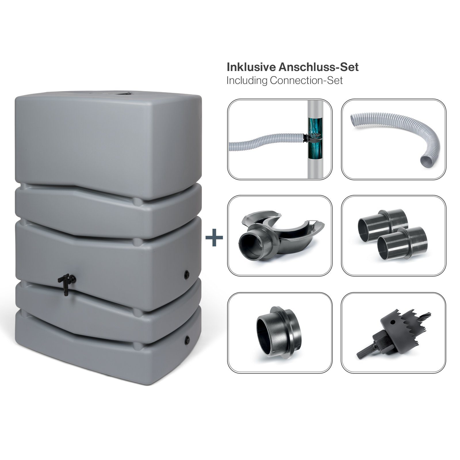 Kreher Regentonne XXL Wassertank "AQUA TOWER" 450 Liter in GLATTER OPTIK mit Füllautomat, 450 l, (1-tlg)