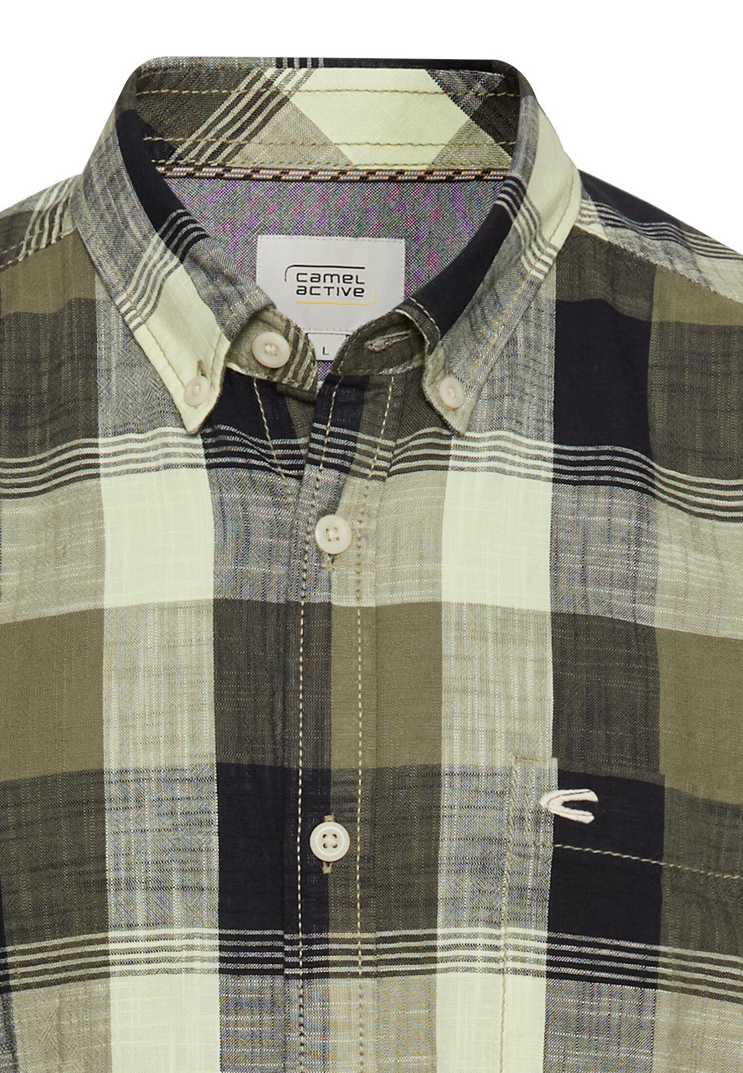 camel active Karohemd Kurzarm aus reiner Baumwolle