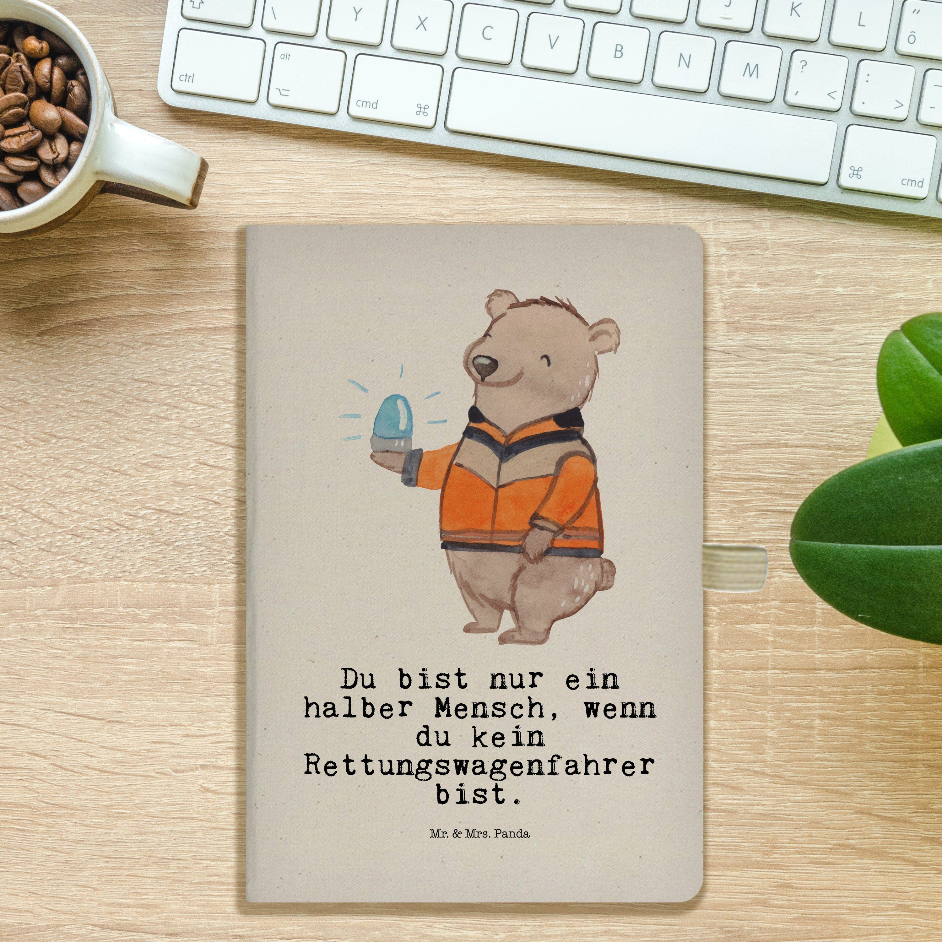 Thumbnail - Mr. & Mrs. Panda Notizbuch Rettungswagenfahrer Herz - Transparent - Geschenk, A5 Notizbuch Damen Mr. & Mrs. Panda, Kreat...