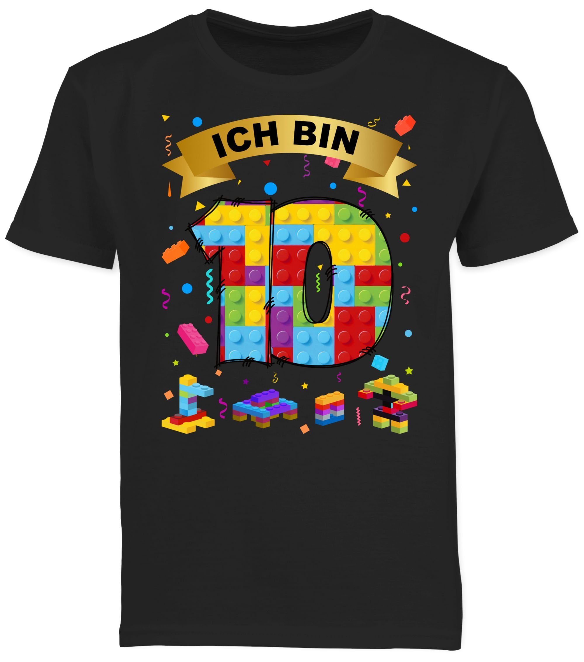 Shirtracer T-Shirt Ich bin 03 Bausteine 10 Geburtstag Schwarz 10