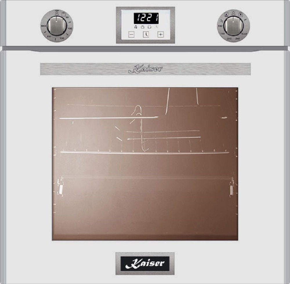 Kaiser Küchengeräte Gasherd-Set EG 6374 W + KCG 6380 W, mit 1-fach-Teleskopauszug, Einbau Gasbackofen 60cm in Weiß/Gas Backofen/Gas-Kochfeld 60 cm