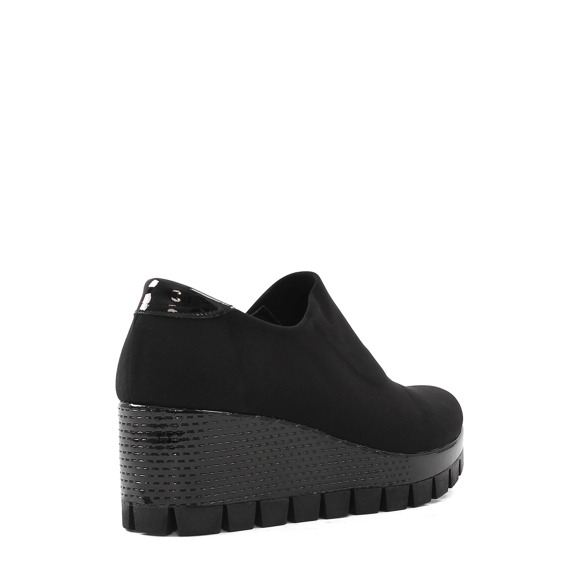 Celal Gültekin Keilabsatz Plateau Schuhe Damen Slip-on Stretch Schlupfform Keilsneaker Stretch, Polyurethan-Sohle, Schwarz, 38 – Bild 5 von 5
