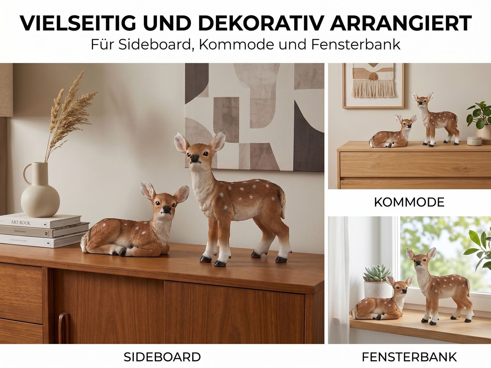 formano Tierfigur Rehfigur Deko 2er Set naturgetreue Winterdeko Rehe 13cm Kunststein – Bild 3 von 3
