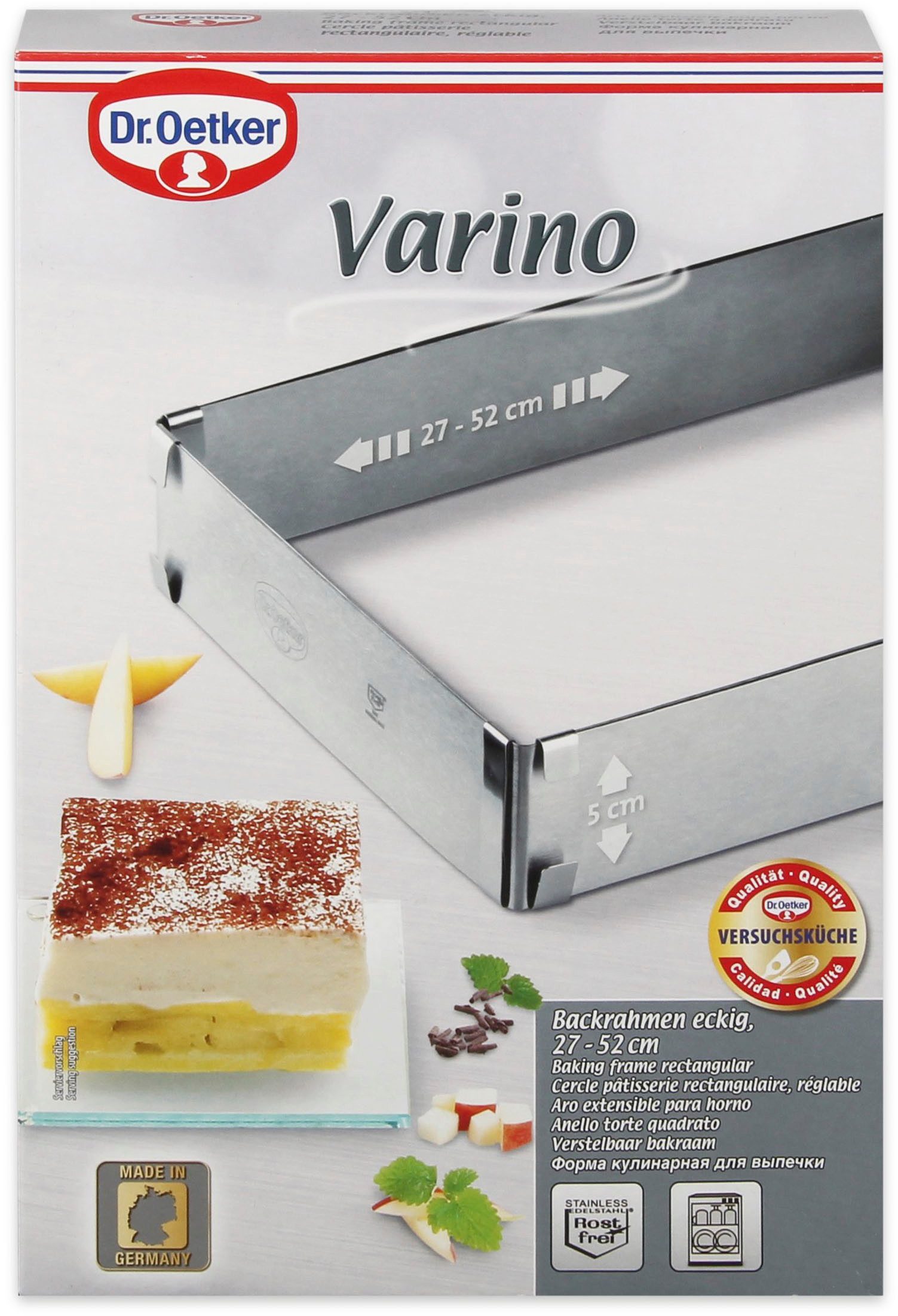 Dr. Oetker Küchenhelfer Backrahmen Backrahmen, verstellbar aus Edelstahl, Edelstahl, (1 tlg), für Torten und Kuchen, stufenlos anpassbar, spülmaschinenfest