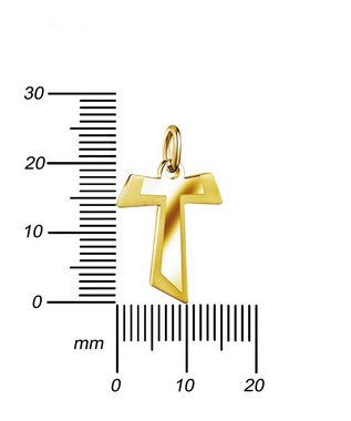 JEVELION Kreuzkette Antoniuskreuz Taukreuz 333 Gold - Made in Germany (Goldkreuz, für Damen und Herren), Mit Kette vergoldet- Länge wählbar 36 - 70 cm.