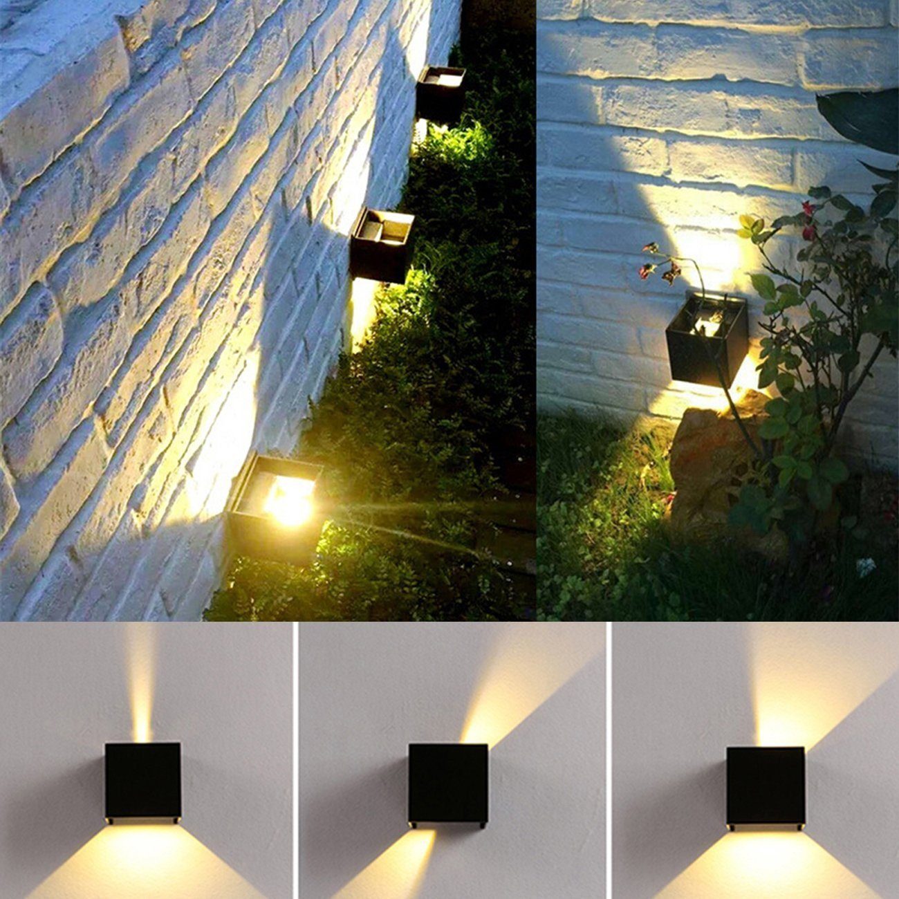 oyajia Wandleuchte fest LED 10W 3000K Bewegungsmelder LED Flur 2 10W Einstellbarer Ohne integriert, Wandlampe Lichtstrahl, Außenwandleuchte Stück für Warmweiß Bad Außen/Innen Wandleuchte