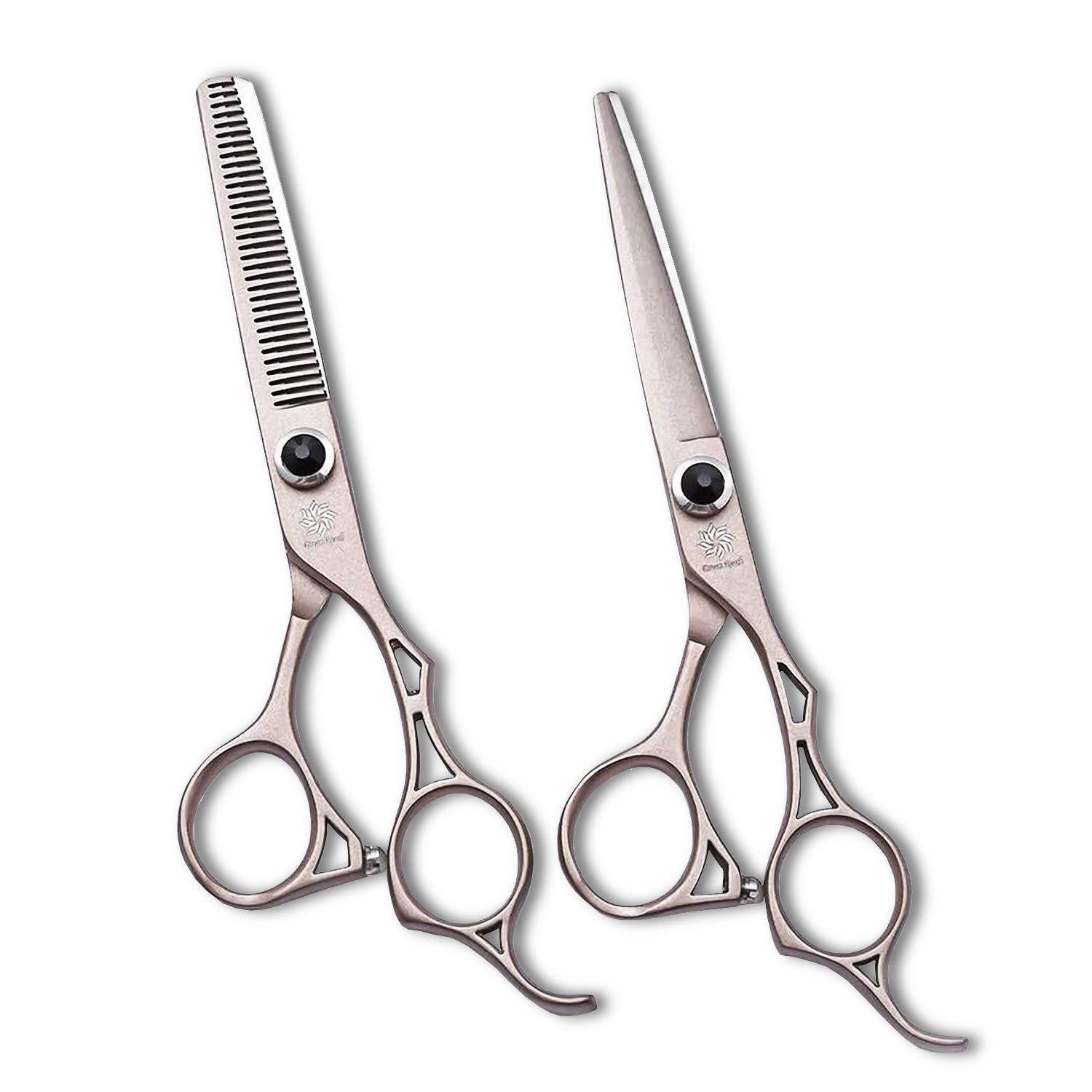 LuxusKollektion Scheren-Set Effilierschere & Haarschere Set 15,2cm Gold Lila