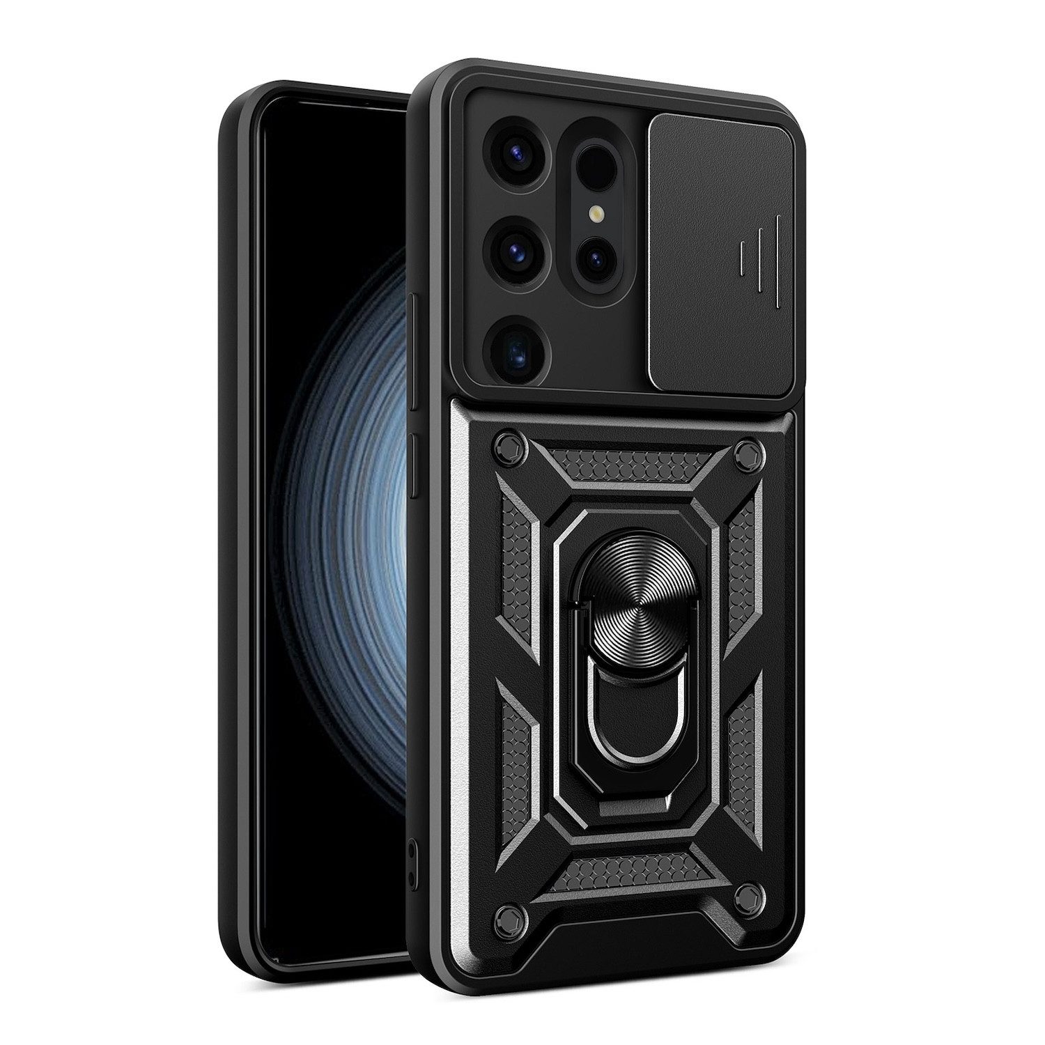 Wigento Handyhülle Für Samsung Galaxy S24 Ultra TPU Magnet Ring Kamera Cover Handy Hülle