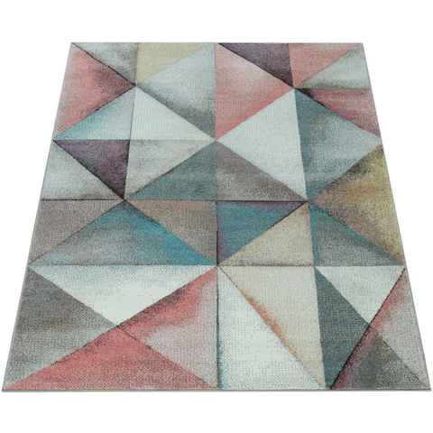 Teppich Kosy 513, Paco Home, rechteckig, Höhe: 13 mm, Kurzflor, buntes geometrisches Design, Pastell-Farben