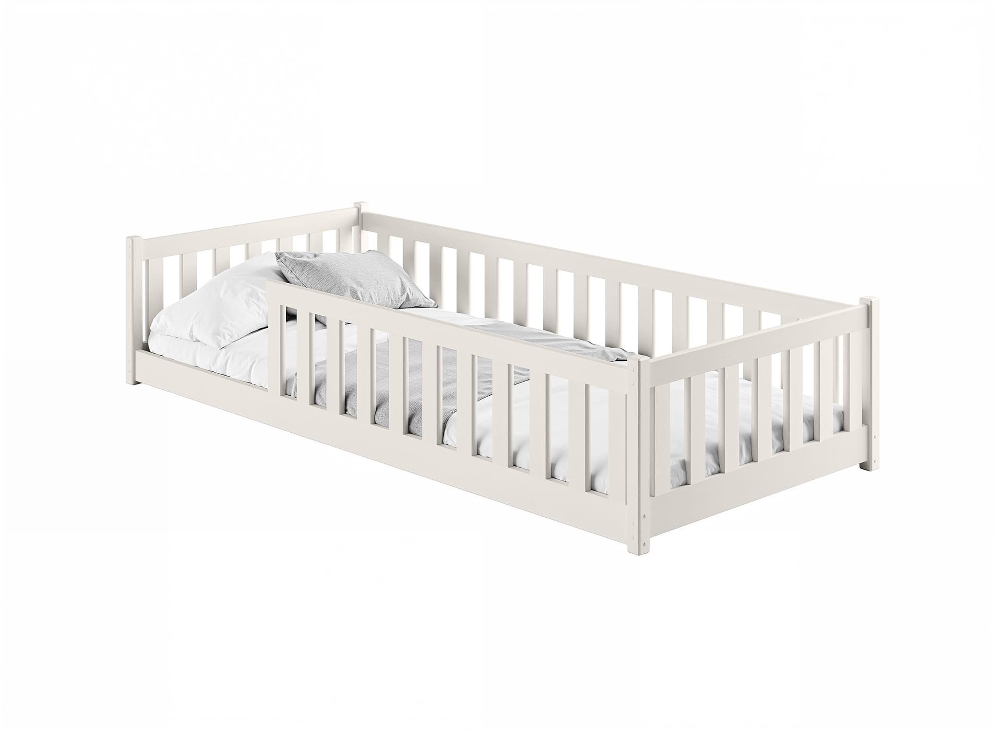 Kids Collective Kinderbett Bodenbett Bett mit Rausfallschutz & Lattenrost Montessori Bett Kinder (weitere Größen 90x200, 120x200, 140x200 cm), mit Matratze Juge – Bild 2 von 5