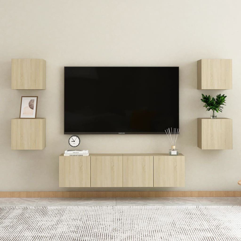 6-tlg. Holzwerkstoff furnicato TV-Schrank Sonoma-Eiche TV-Schrank-Set