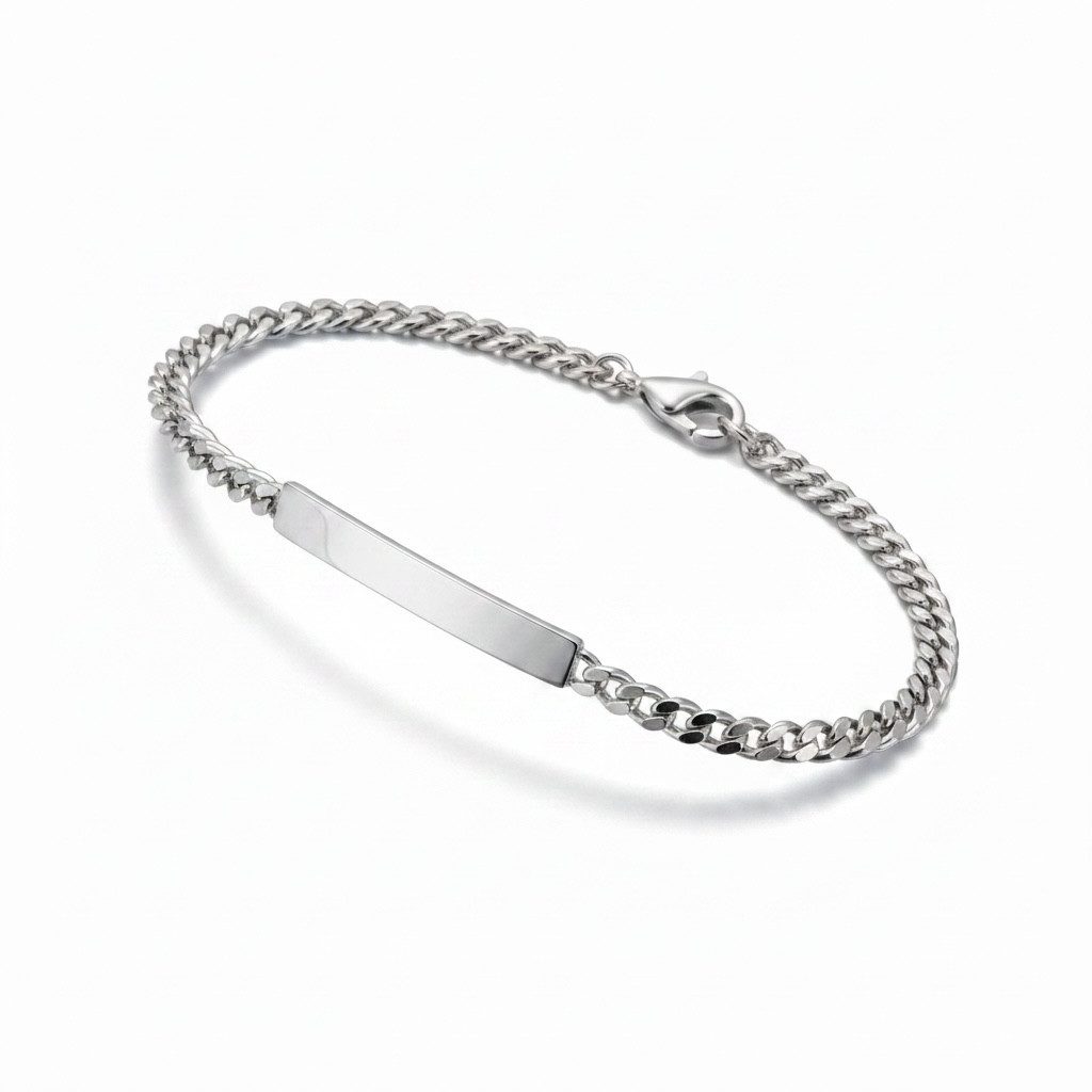 Karisma Schmuck Panzerarmband Unisex Identarmband / Partnerarmband aus 925 Sterling Silber, 4,5 mm breit, mit Gravurplatte