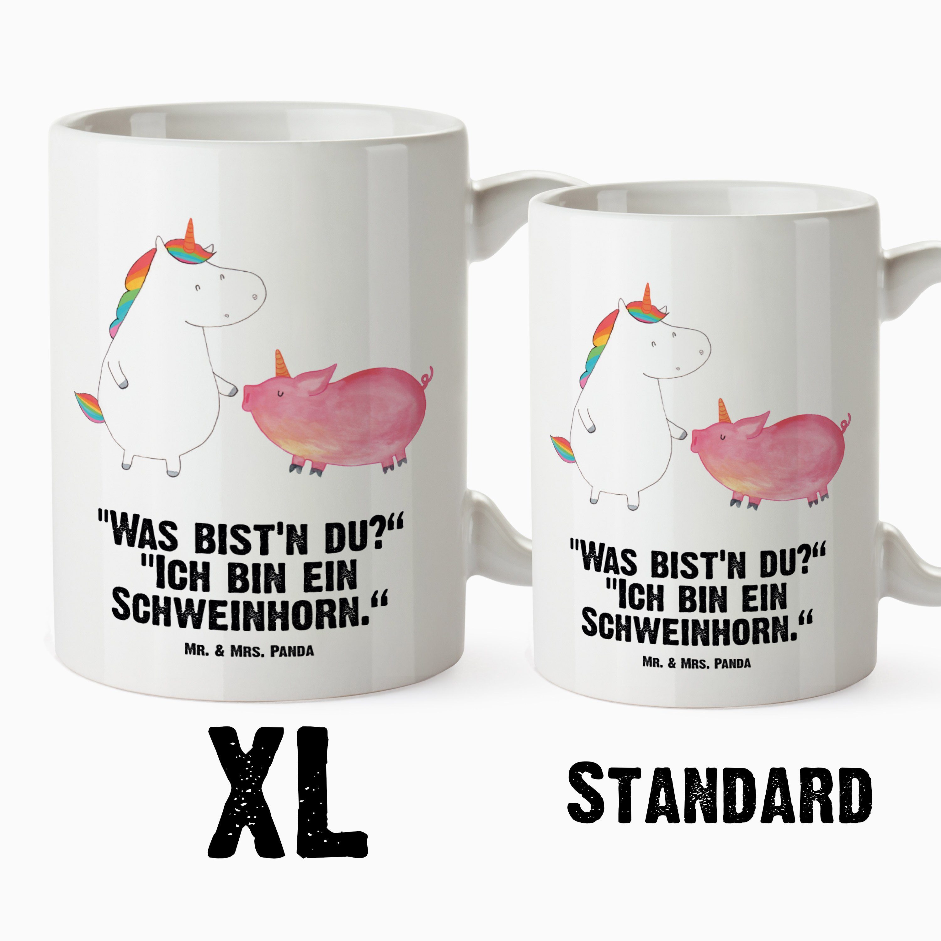 Mr. & Mrs. Pegasus, + XL Schweinhorn Geschenk, spülmaschinenfest, Panda Tasse Keramik Einhorn - Weiß - Tasse