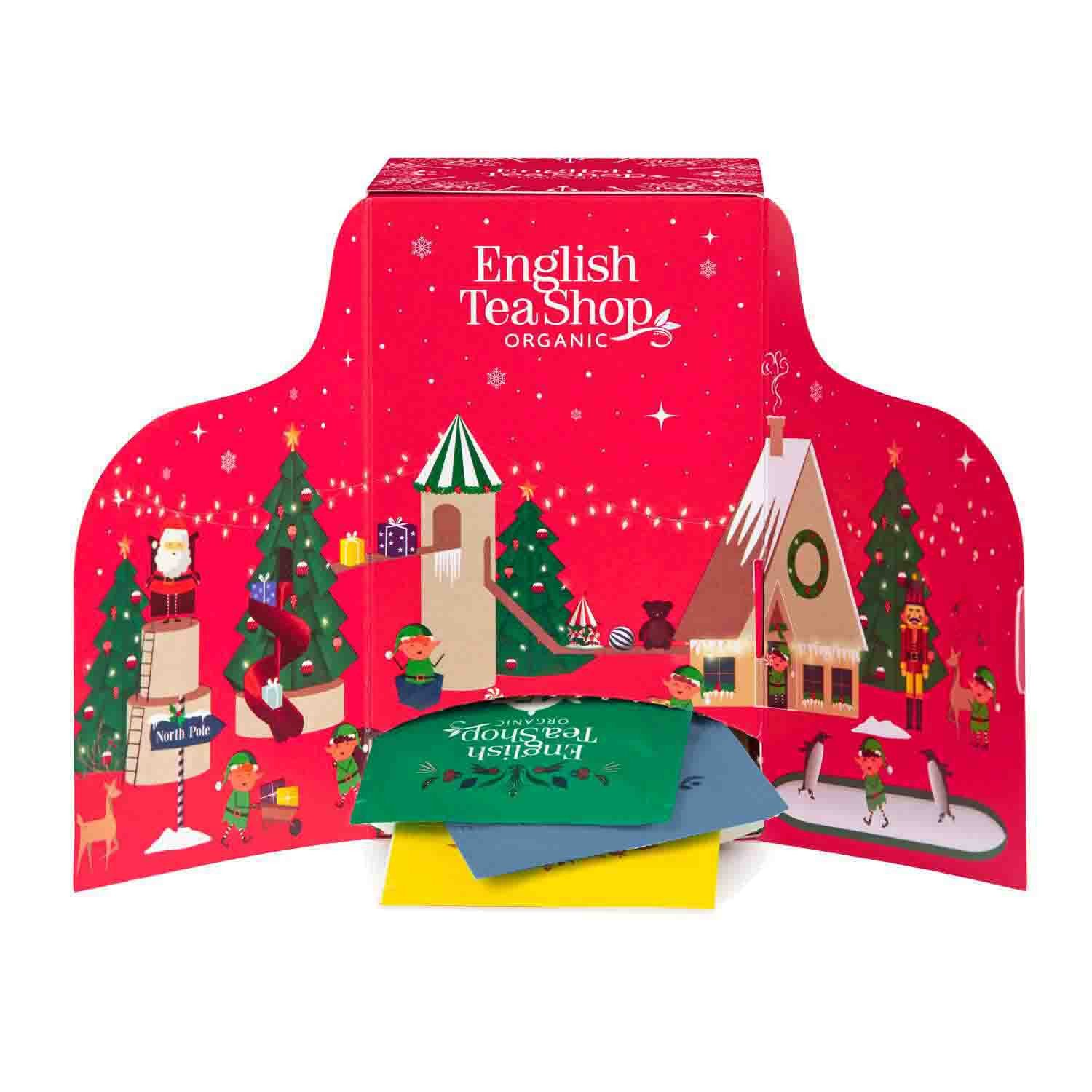 English Tea Shop Tee Adventskalender "Elfen-Dorf" rot, 24 verschiedene BIO Tees, Kräutertees, Früchtetees, Schwarztees, Rooibostees, Gewürztees, ...
