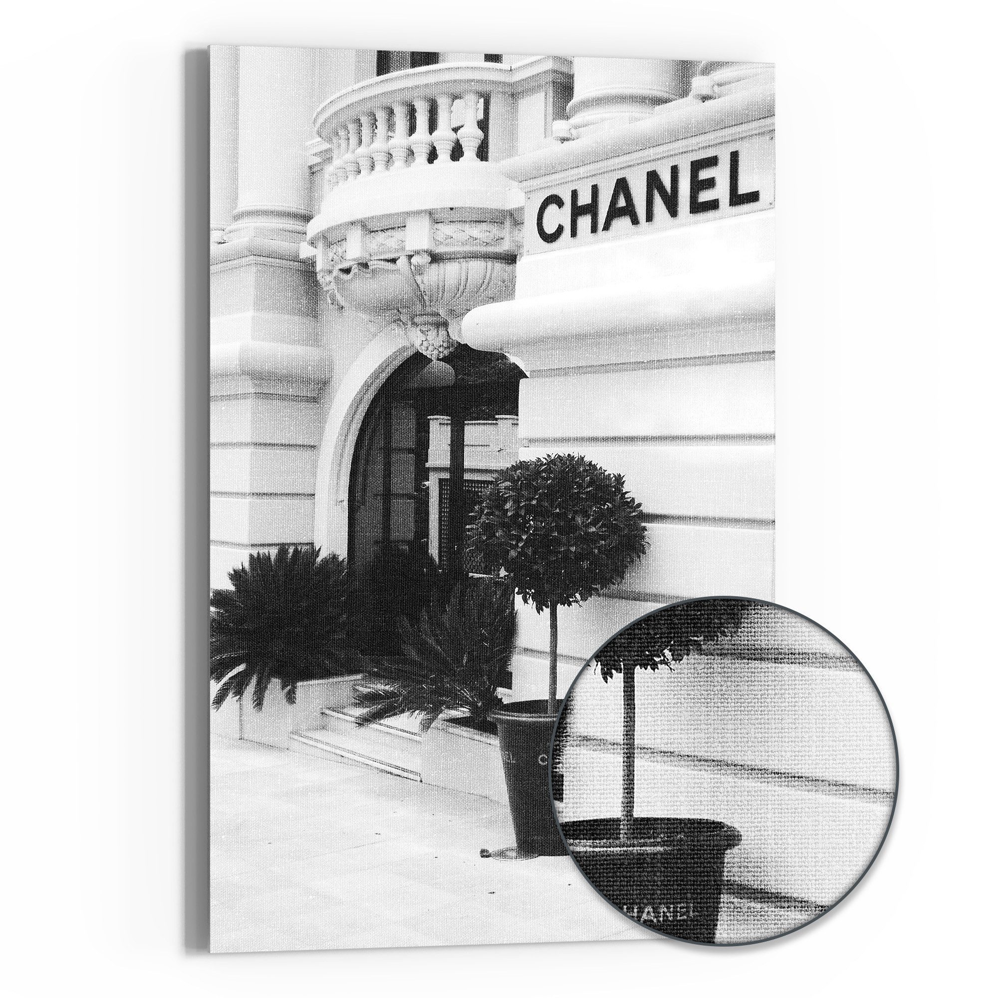 DEQOART Leinwandbild 'Chanel Eleganz', 'Chanel Eleganz', Hybrid Leinwand Bild Wandbild flach modern