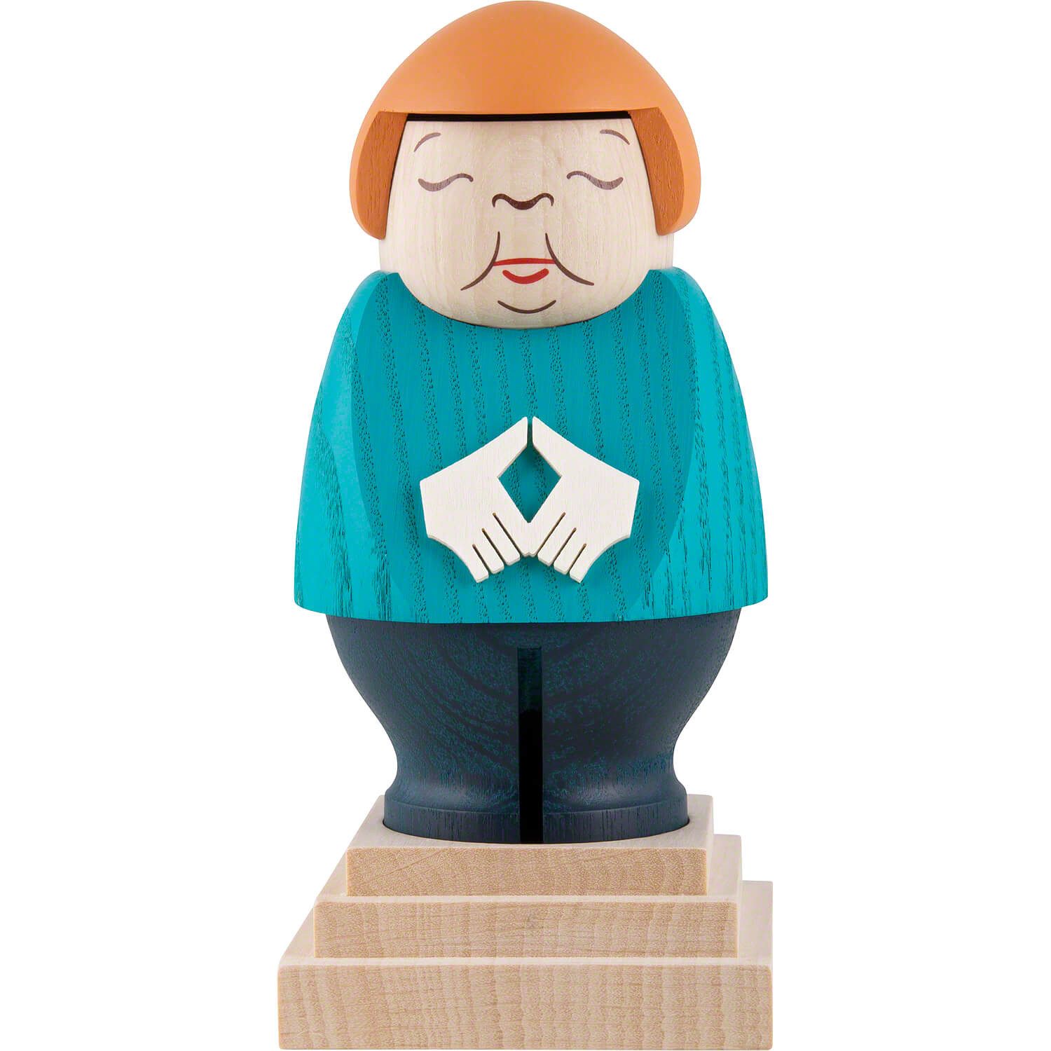 Seiffener Volkskunst Фигурка курильщик Bundeskanzlerin Angela Merkel mit türkisem Blazer (14cm) Räuchermann v