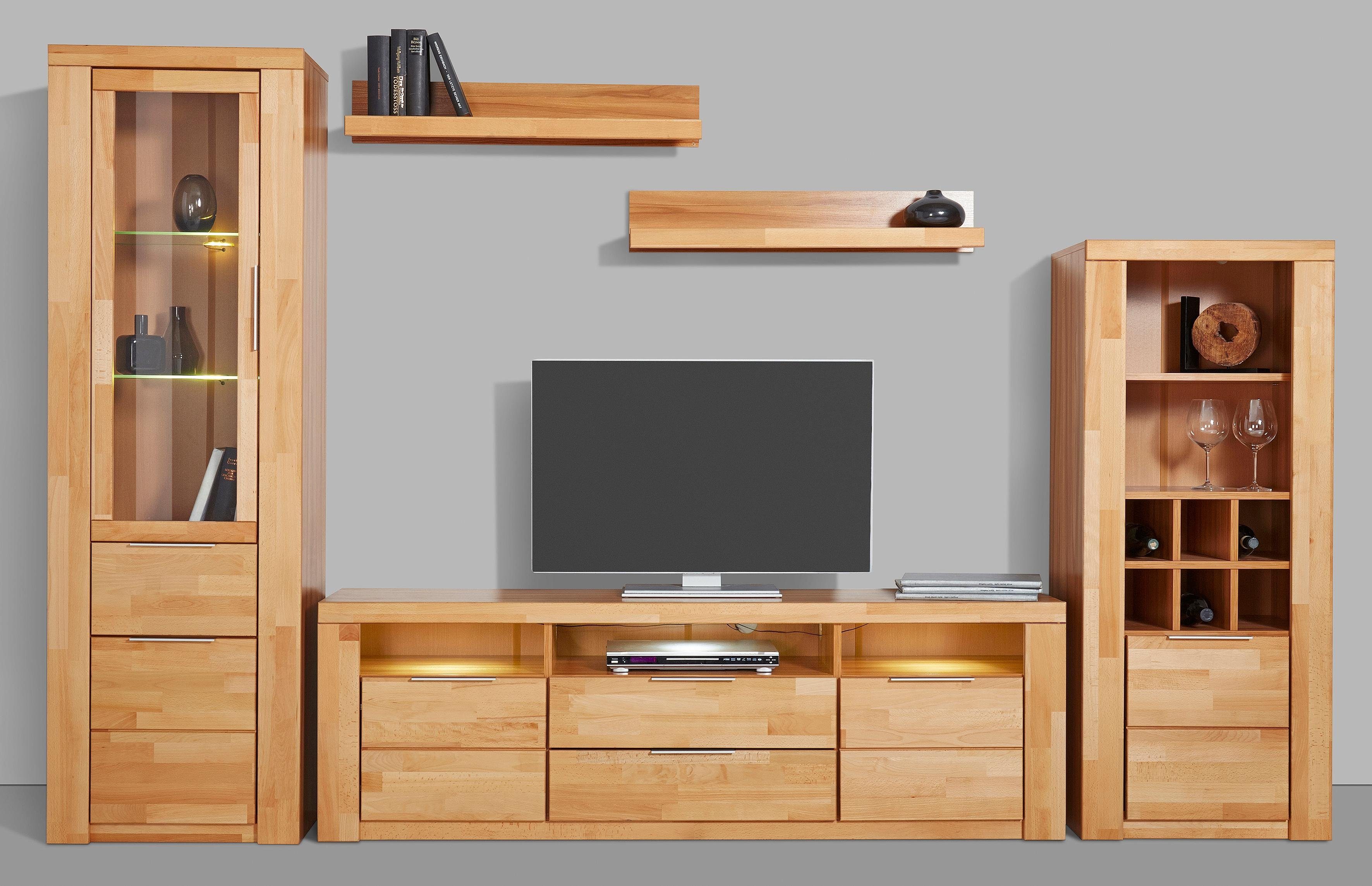 Home affaire Wohnwand "Zara" Set, 5 Stk. tlg. teilmassives Holz günstig online kaufen
