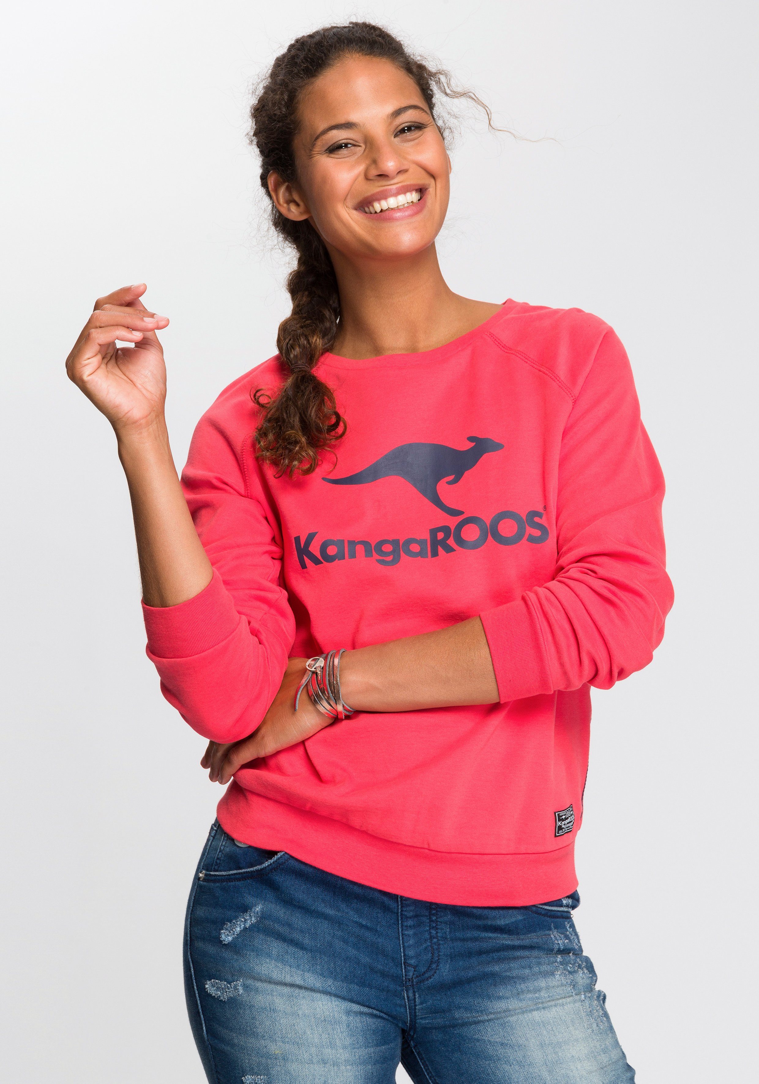 KangaROOS Sweater mit großem Label-Print vorne orange