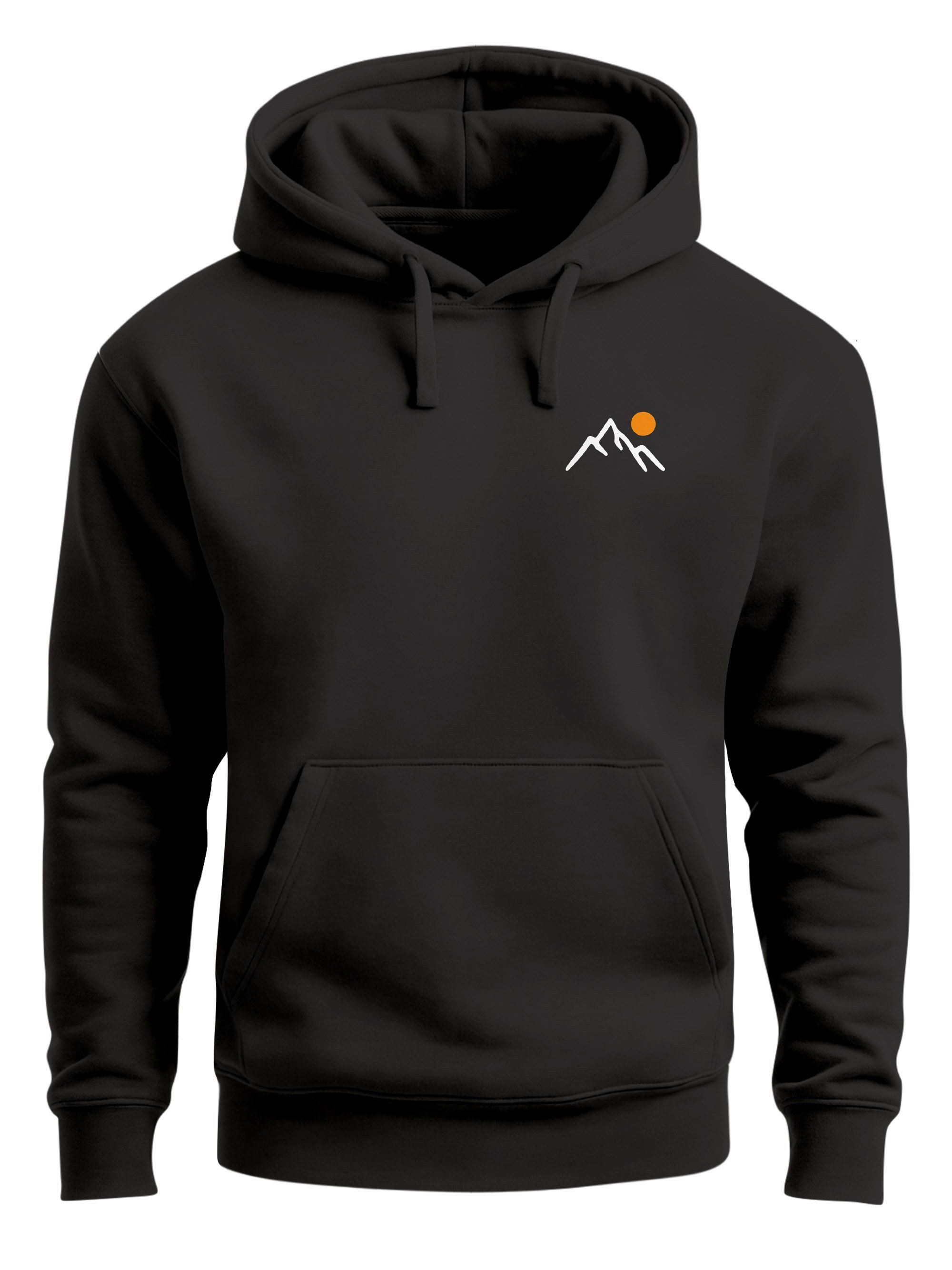 Neverless Hoodie Herren Hoodie Minimal Mountain Kapuzensweatshirt Logo Bergmotiv